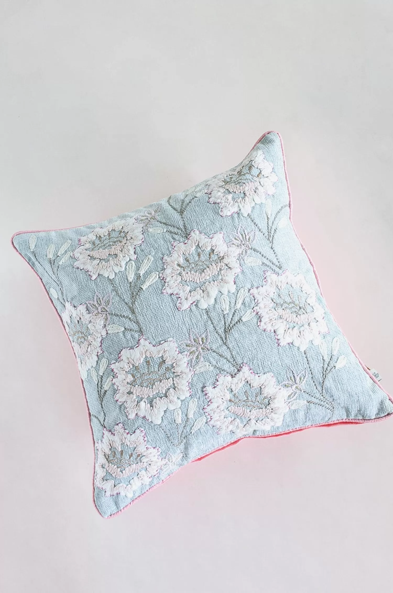 Vivsun Cushion Covers^Alice Hand Embroidered Cushion Cover- Sky Blue