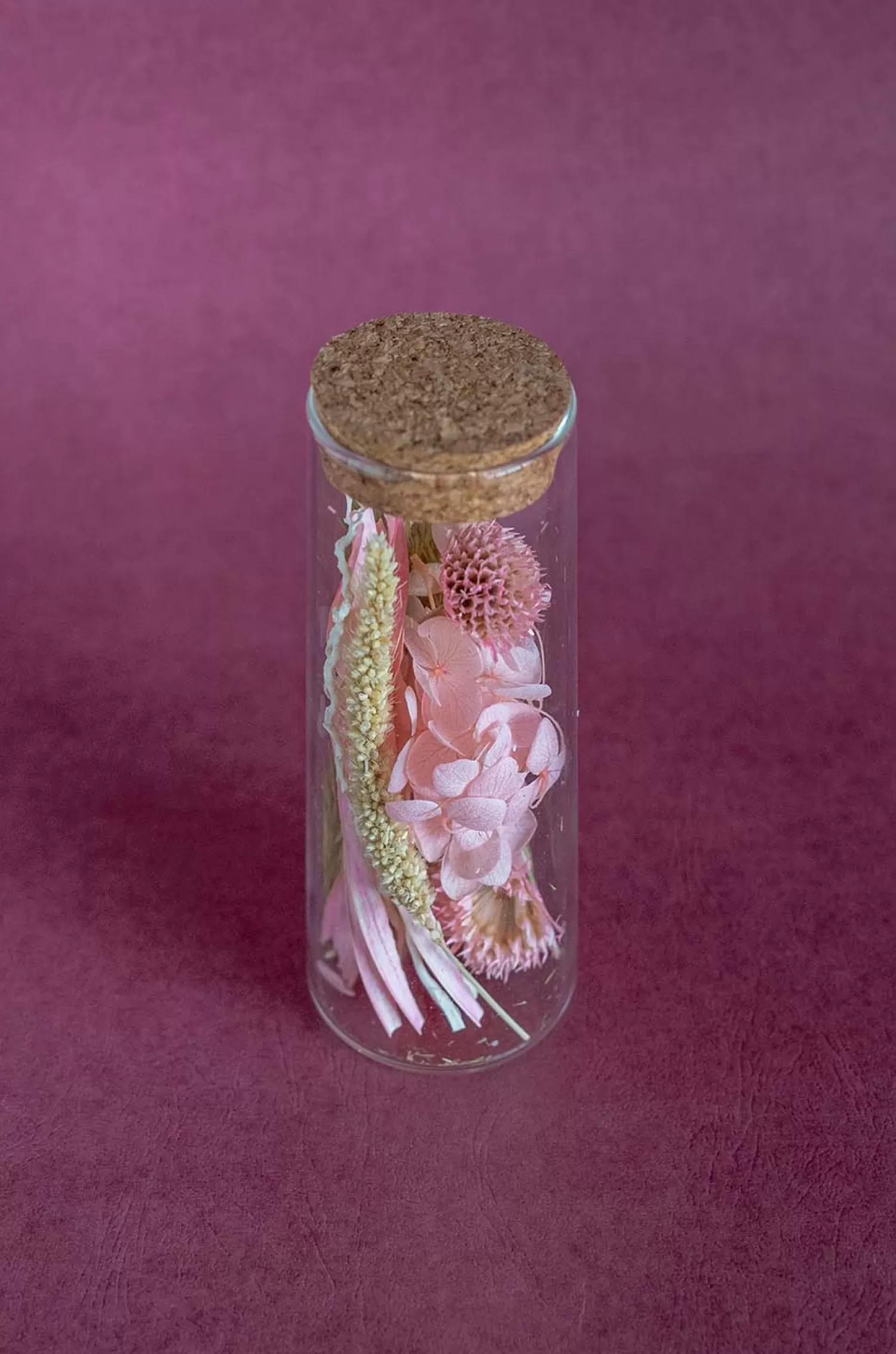 Nature's Mania Dried Flowers^Aurora Natural Dried Flowers In Glass Tube With Cork Lid