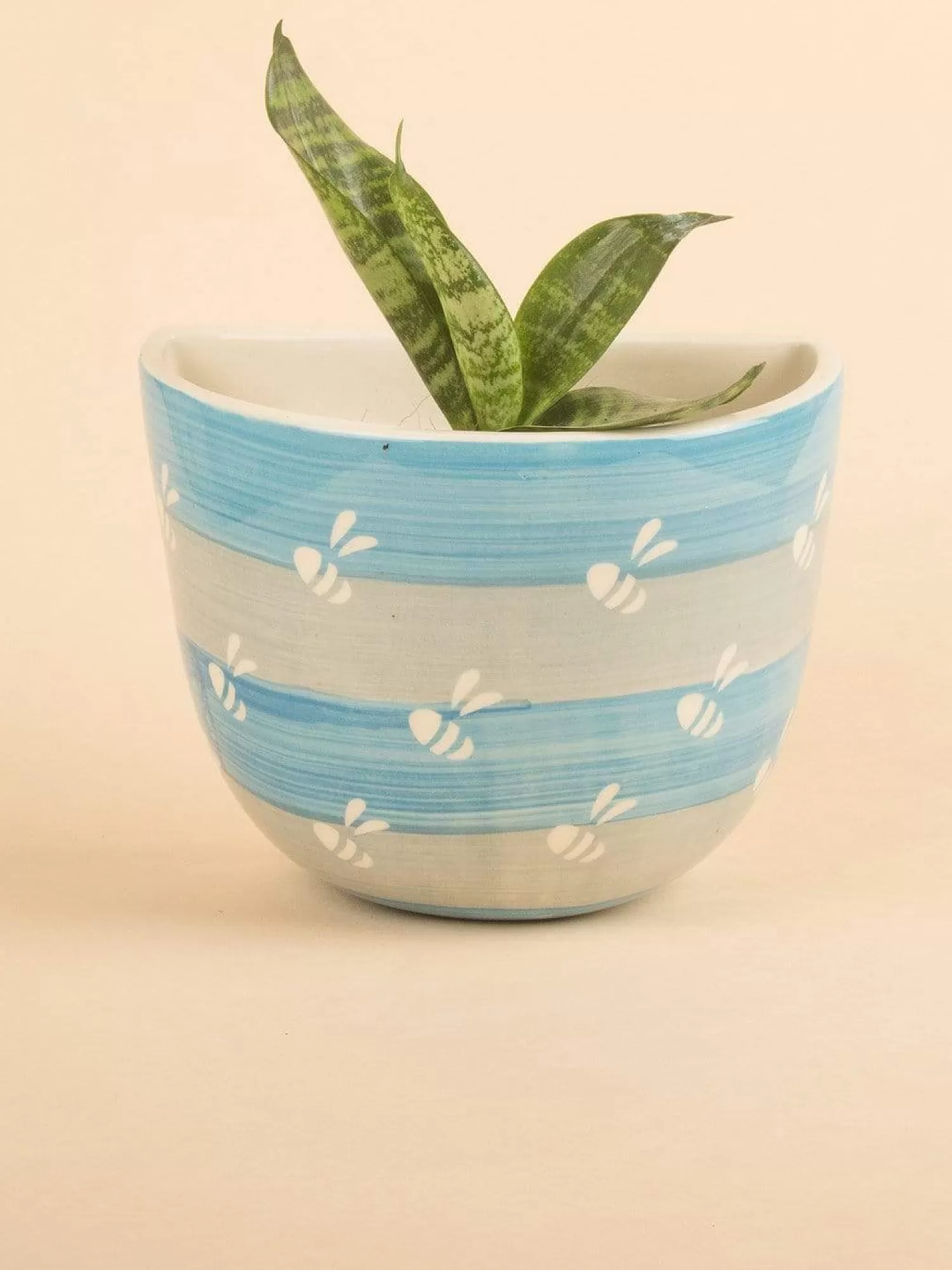 Minhas Pottery Wall Decor^Bees Knees Wall Planter- Cerrulean Blue