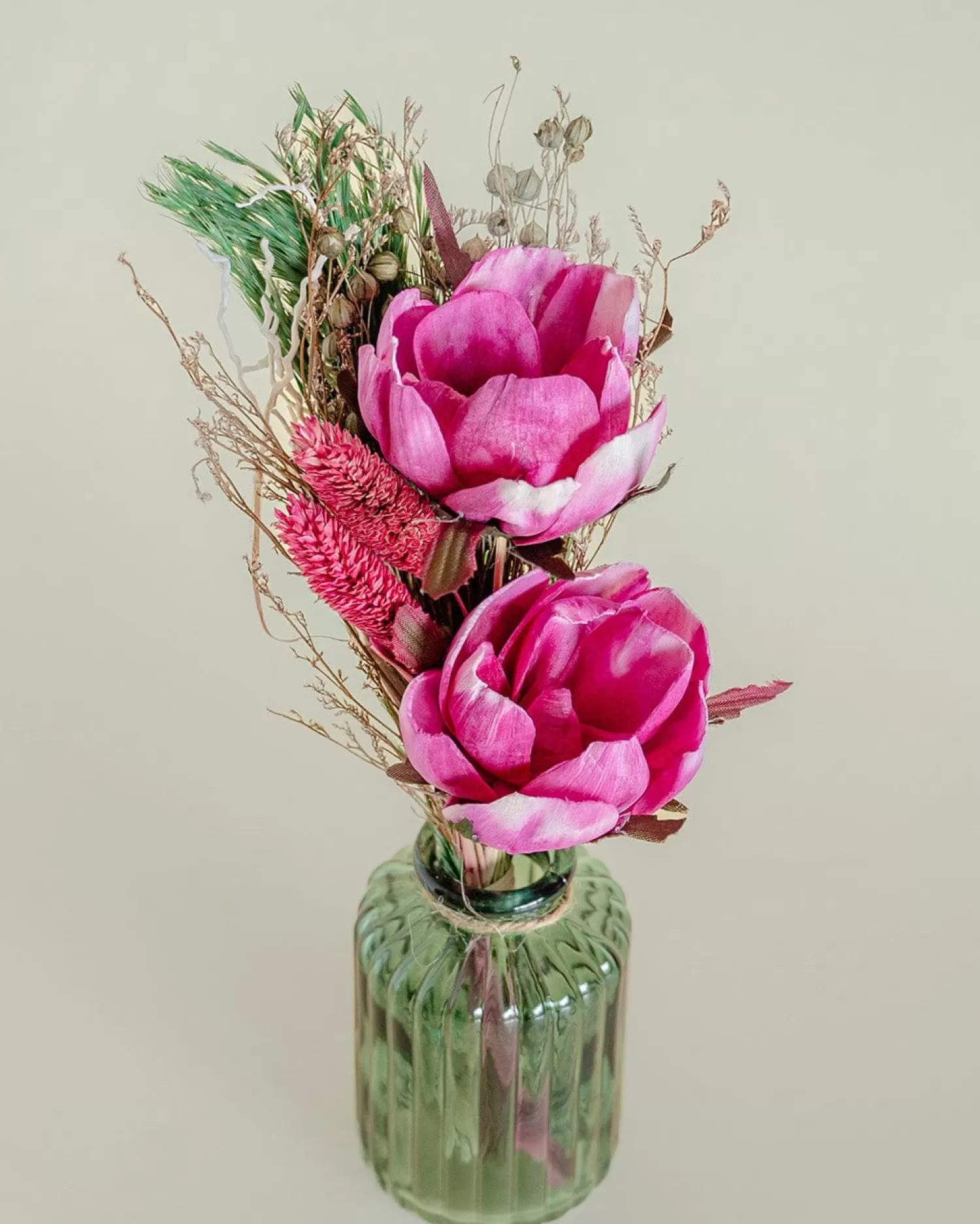 * Dried Flowers^Blooms - Dried Flowers Bouquet In Glass Vase