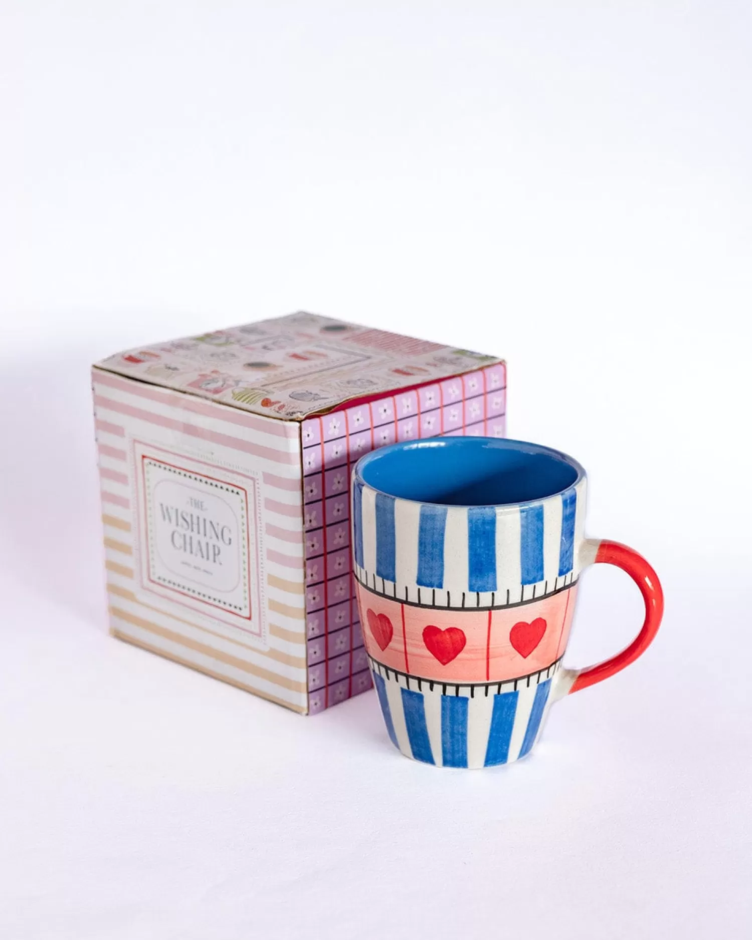 * Tea Cups & Coffee Mugs^Blue Hearts Handpainted Ceramic Mug