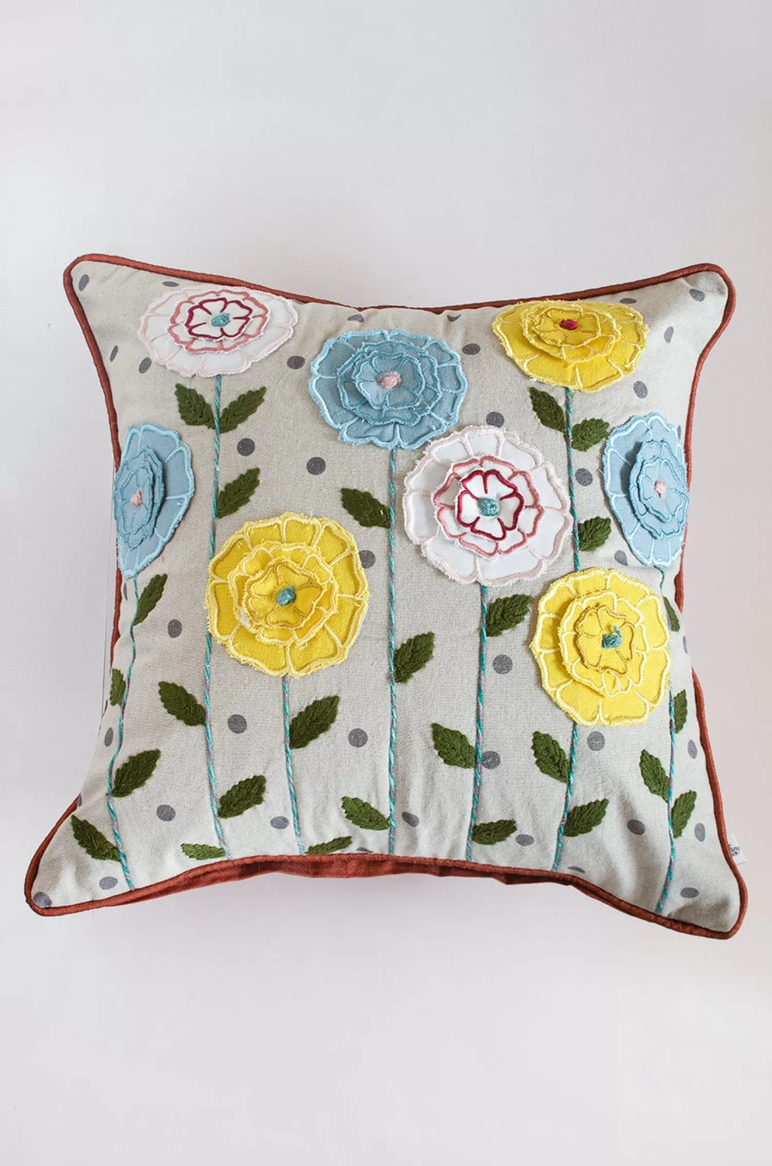 Vivsun Cushion Covers^Chrysanthemum Embroidered Cushion Cover