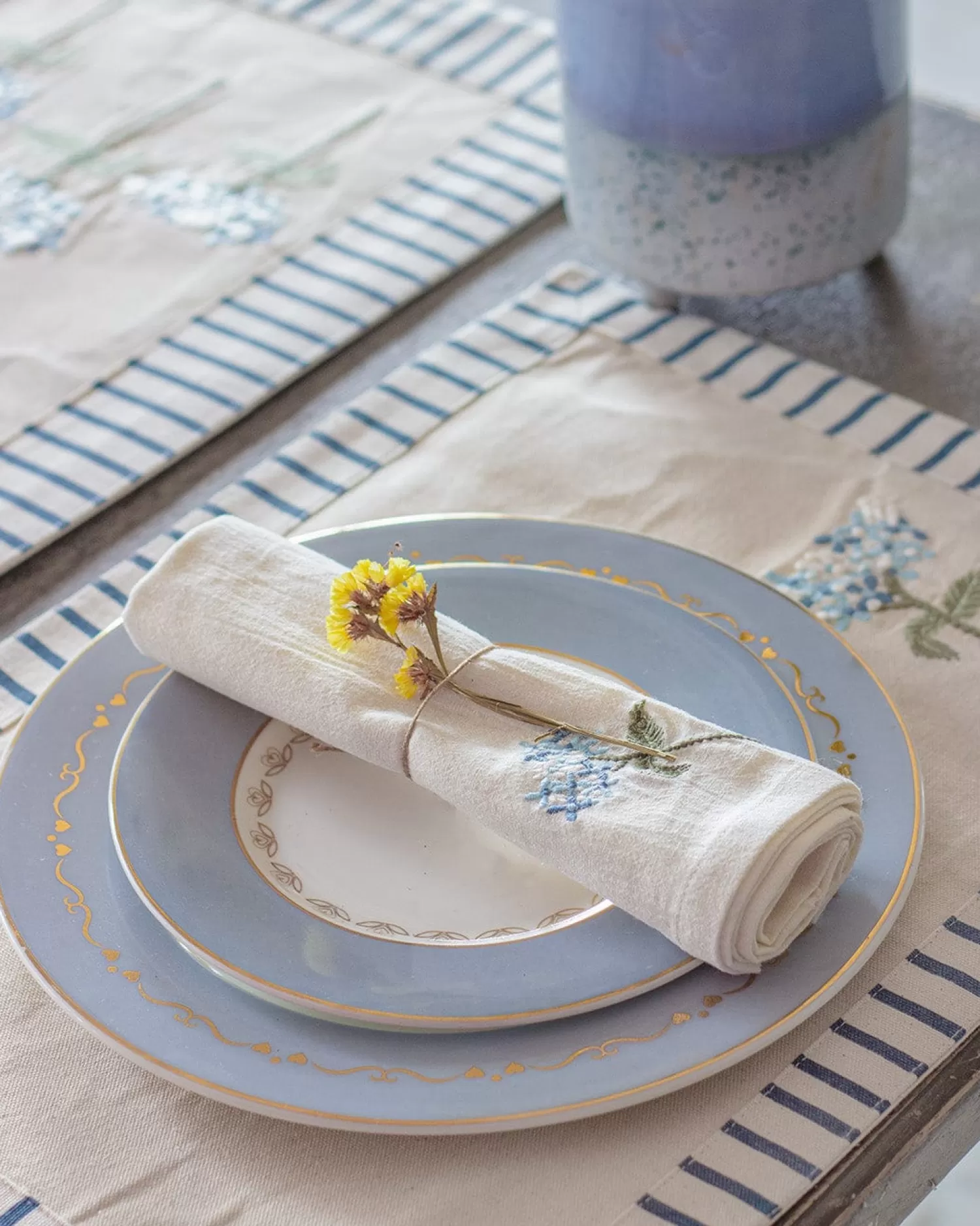 * Table Linen & Accessories^Escape In Blue Table Linen Collection - Set Of 9