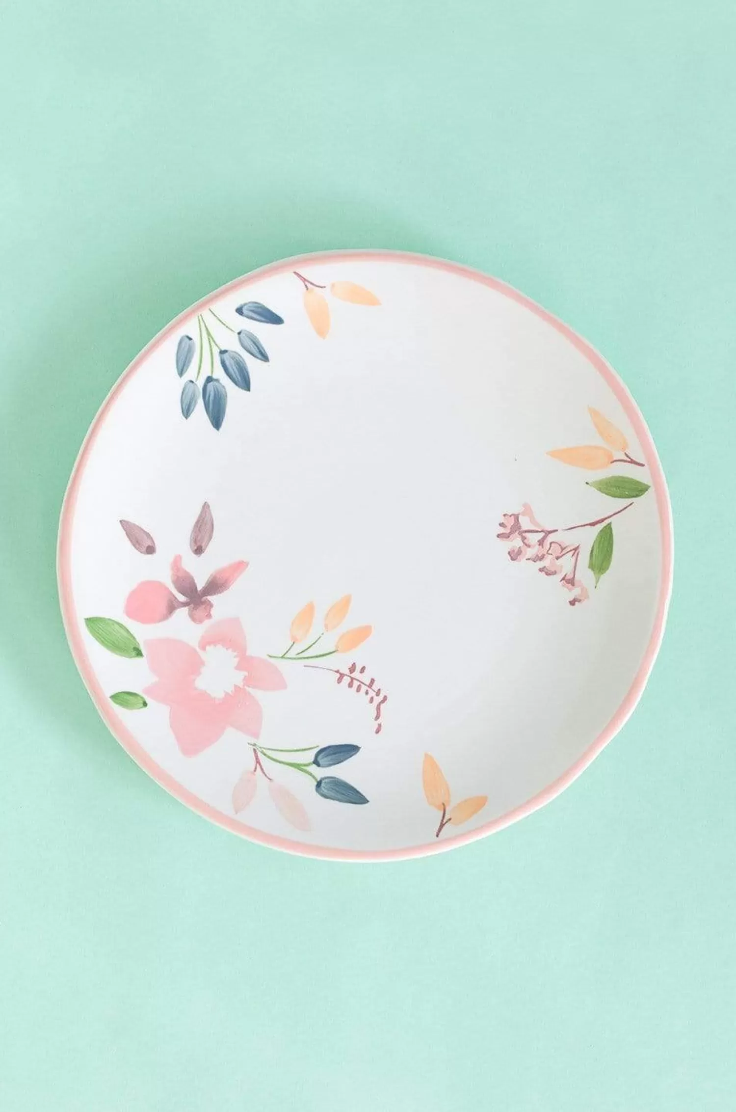 Indra Ceramics Plates^Floral Lace Handpainted Dinner Plates- Set Of 6 - 8 Inches