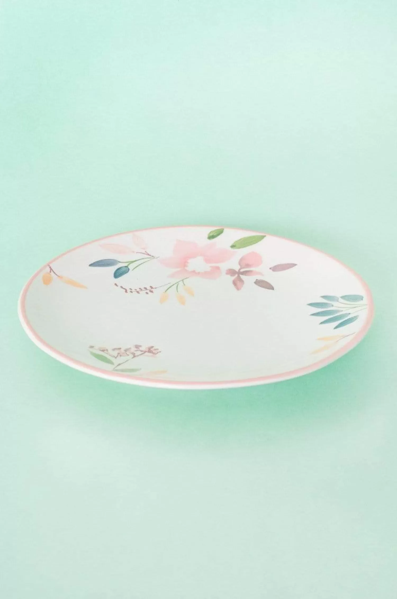 Indra Ceramics Plates^Floral Lace Handpainted Dinner Plates- Set Of 6 - 8 Inches