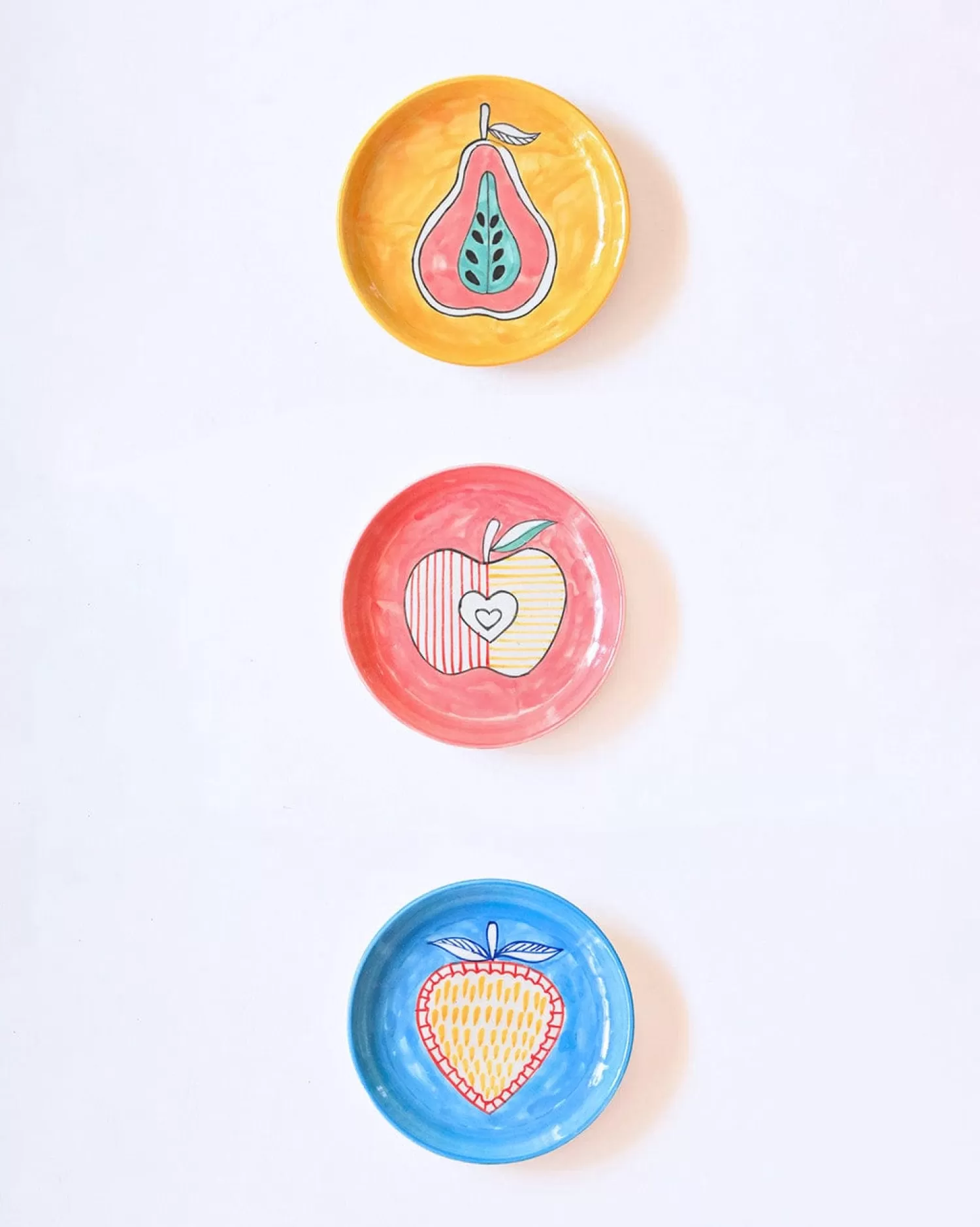 * Wall Decor^Fruit Salad Handpainted Wall Plates- Set Of 3