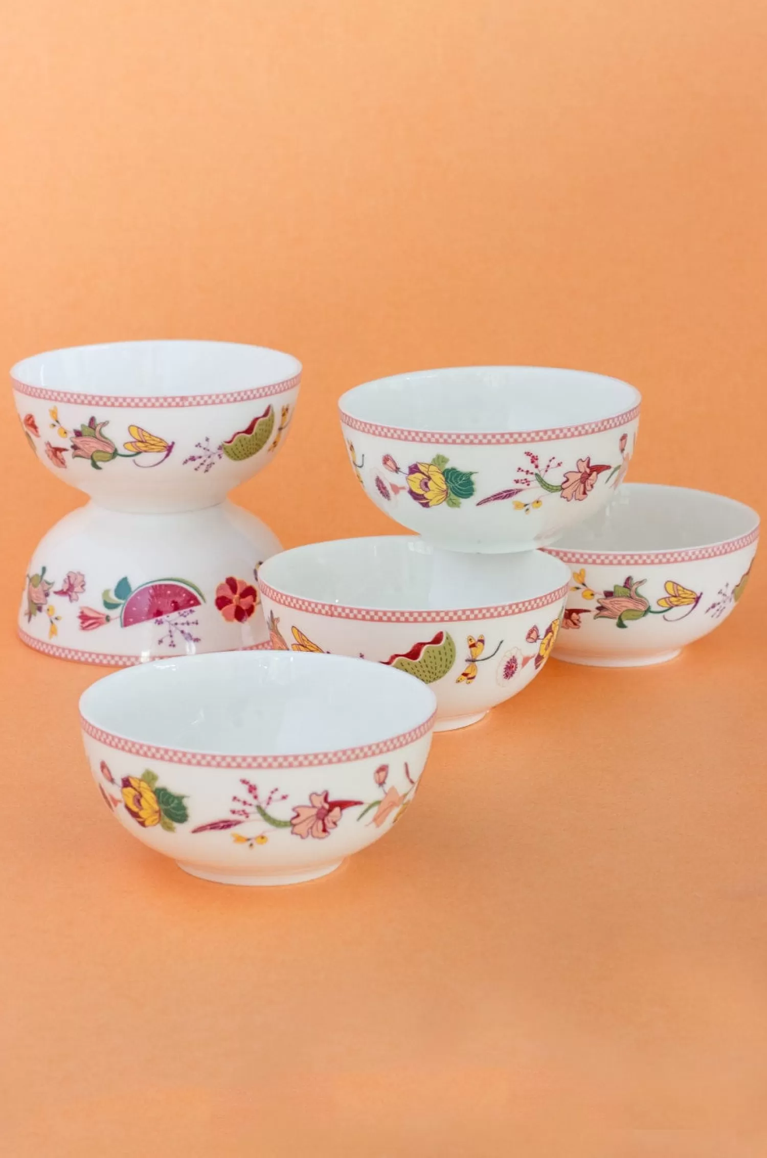 Arta Broch Bowls^Garden Of Eden Fine China Ceramic Small Katori Bowls - Set Of 6