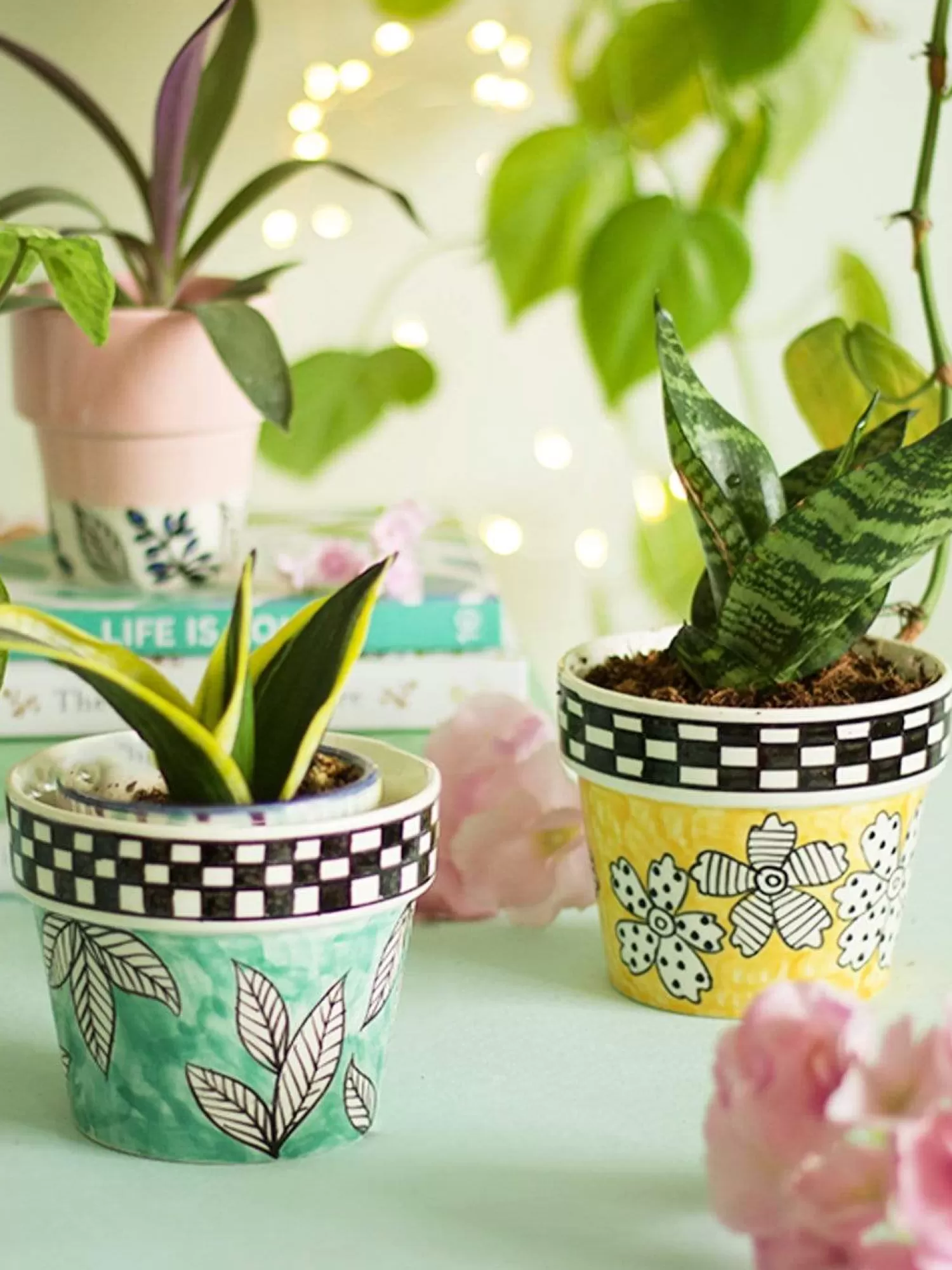 Minhas Pottery Vases & Planters^Gingham Planter -Jade