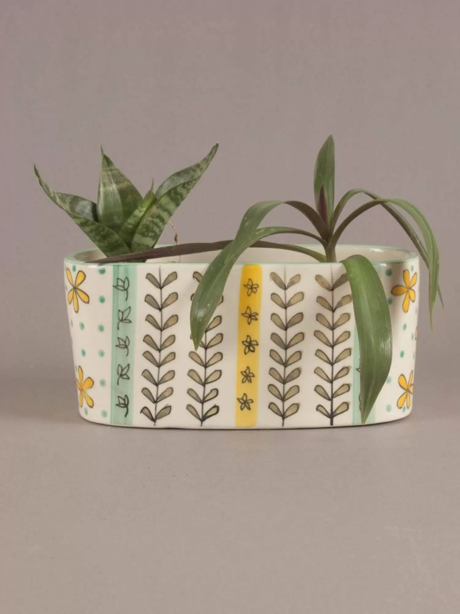 Minhas Pottery Vases & Planters^Green Garden Oval Planter