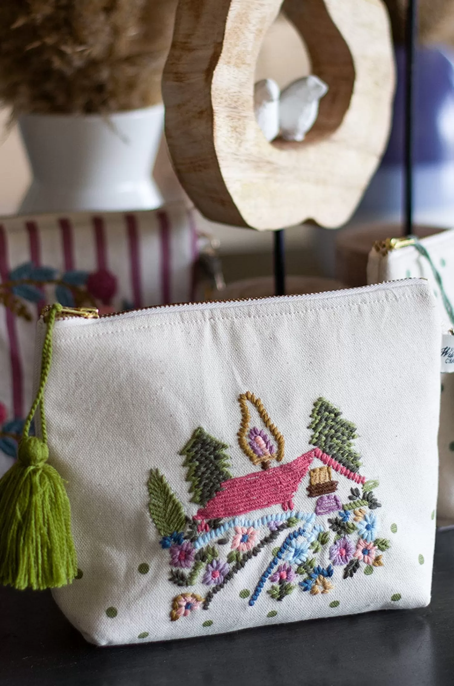 Vanshika Storage^House On A Hill Embroidered Pouch