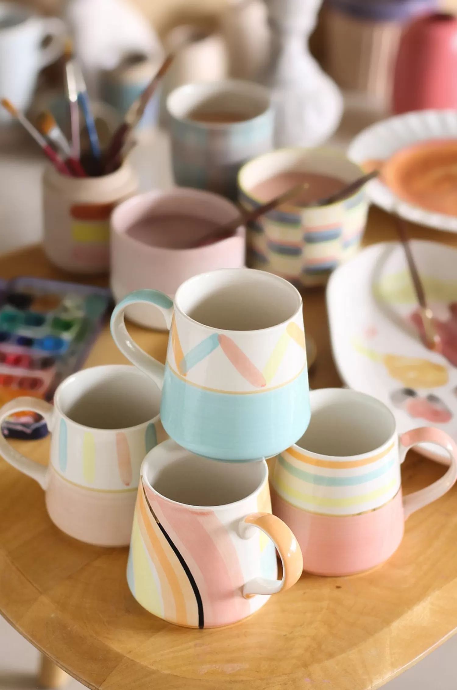 Indra Ceramics Tea Cups & Coffee Mugs^Pastel Perfection Handpainted Mugs - Set Of 4