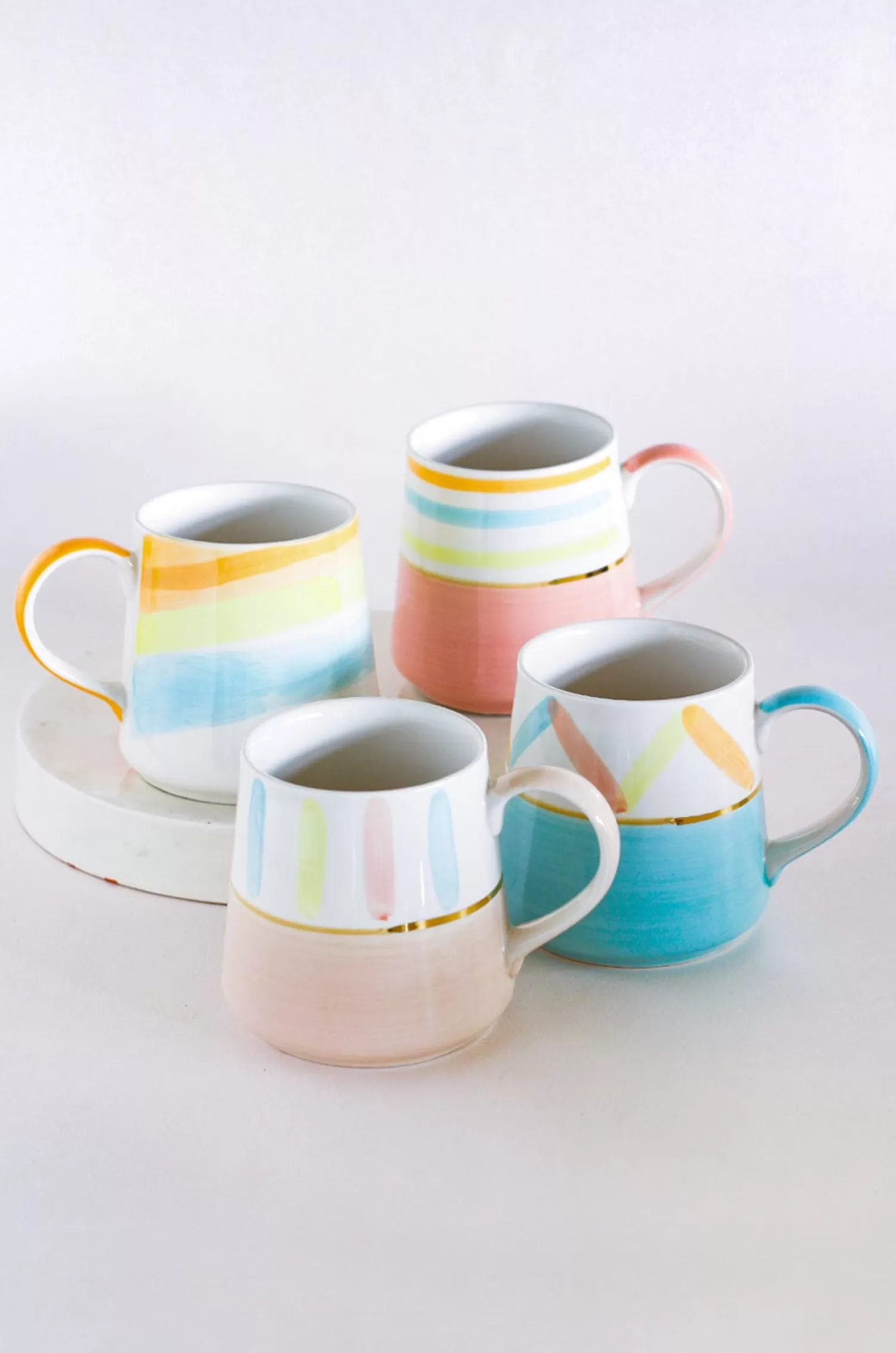 Indra Ceramics Tea Cups & Coffee Mugs^Pastel Perfection Handpainted Mugs - Set Of 4