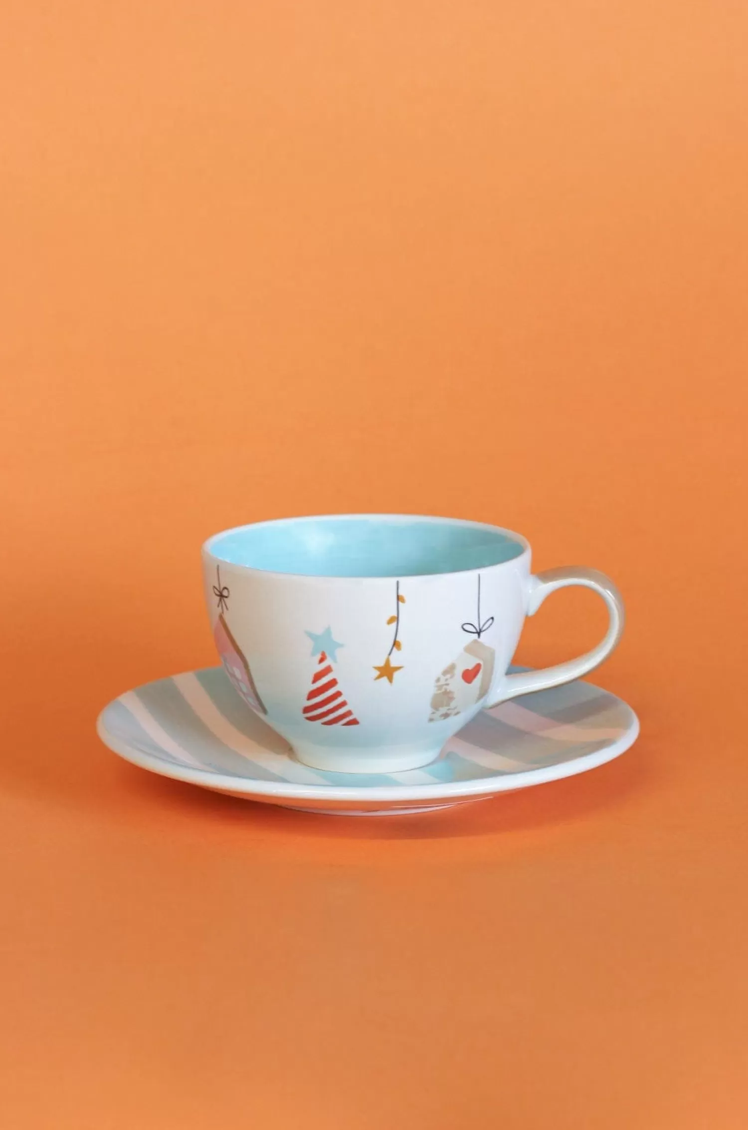 Indra Ceramics Twc Tea^Peaches And Cream Handpainted Ceramic Teacups & Saucers - Set Of 4