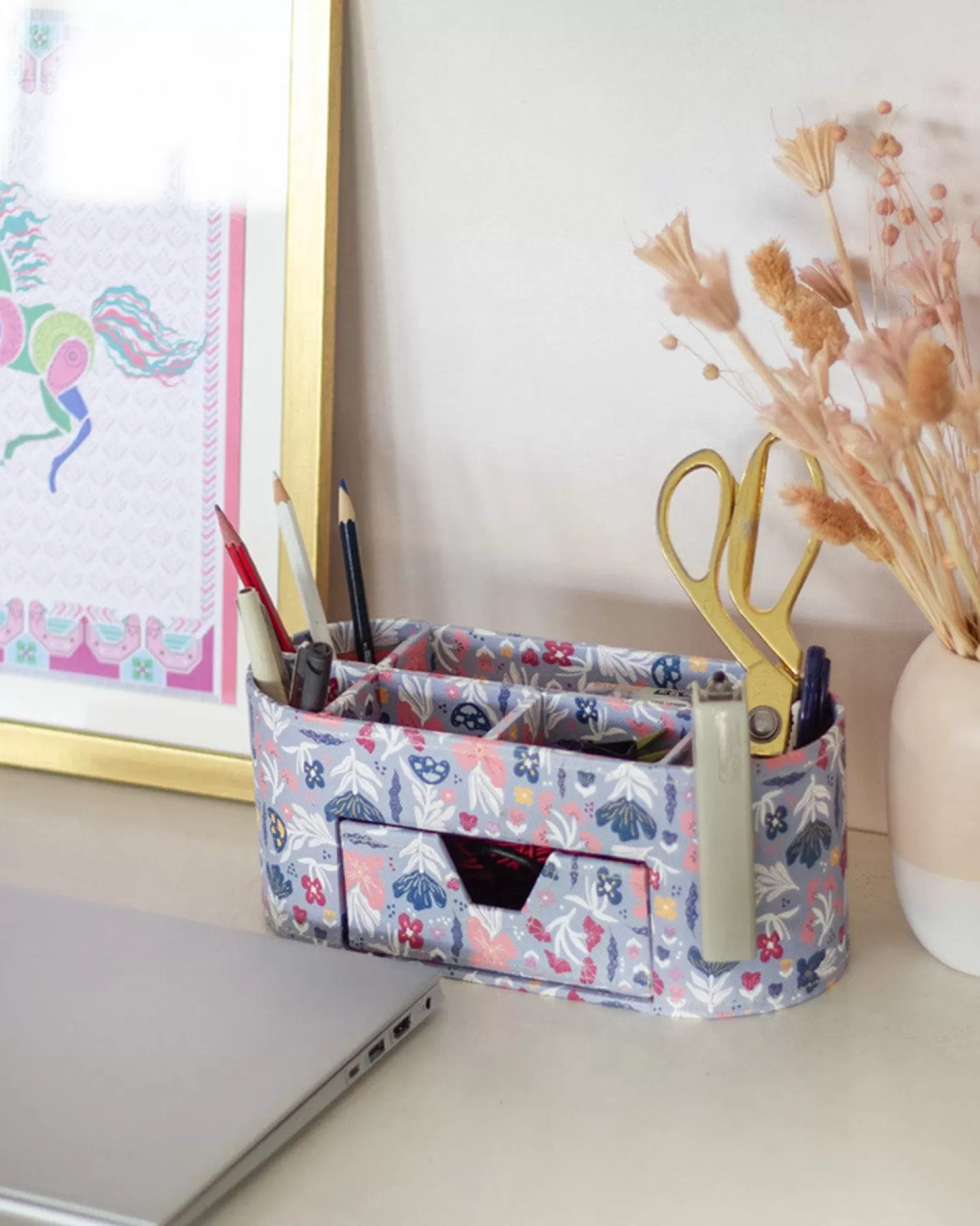 * Desk Accessories & Little Treats^Pearlised Paper Leather 7 In 1 Desk Organiser- Blue Meadow