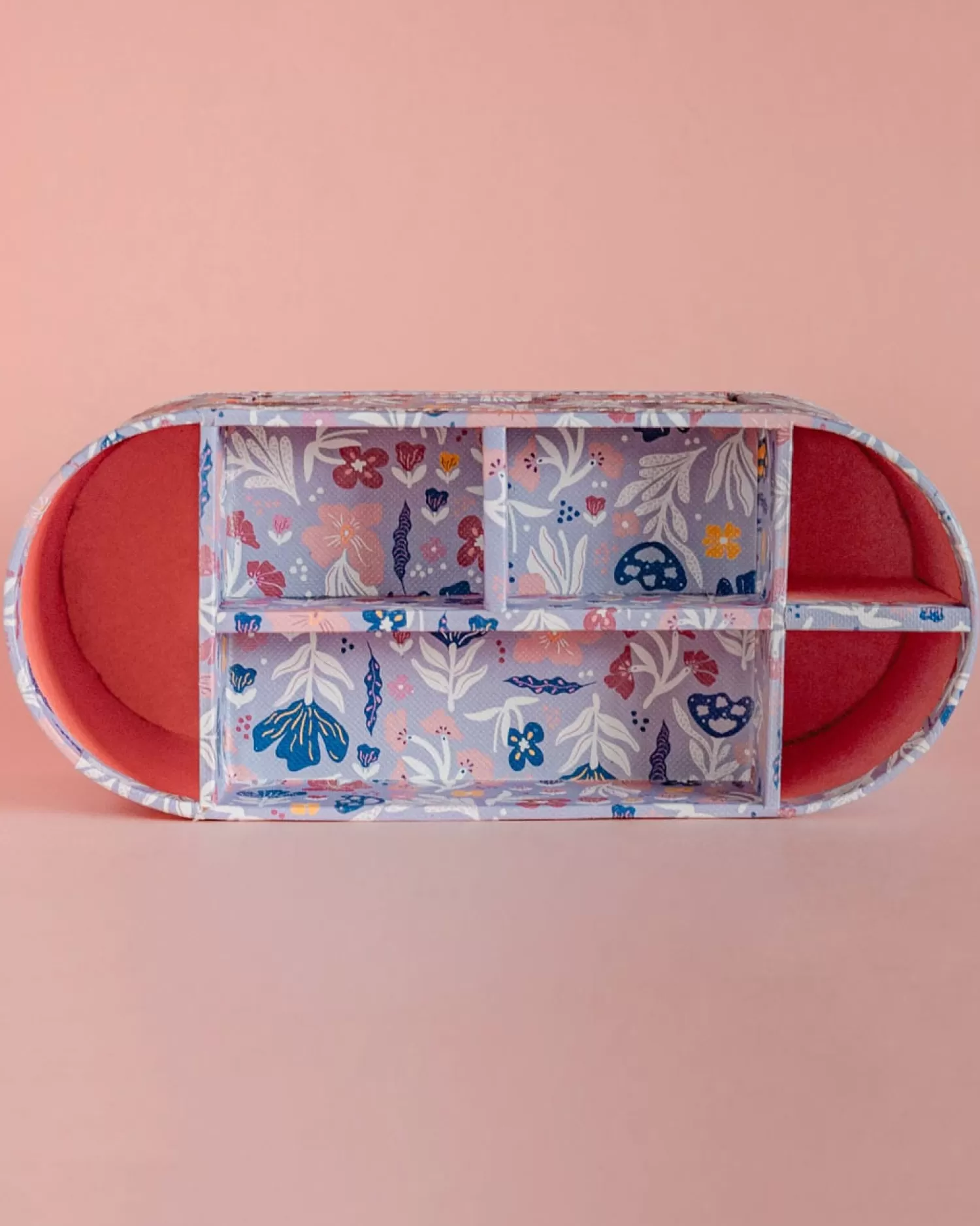 * Storage^Pearlised Paper Leather 7 In 1 Desk Organiser- Blue Meadow