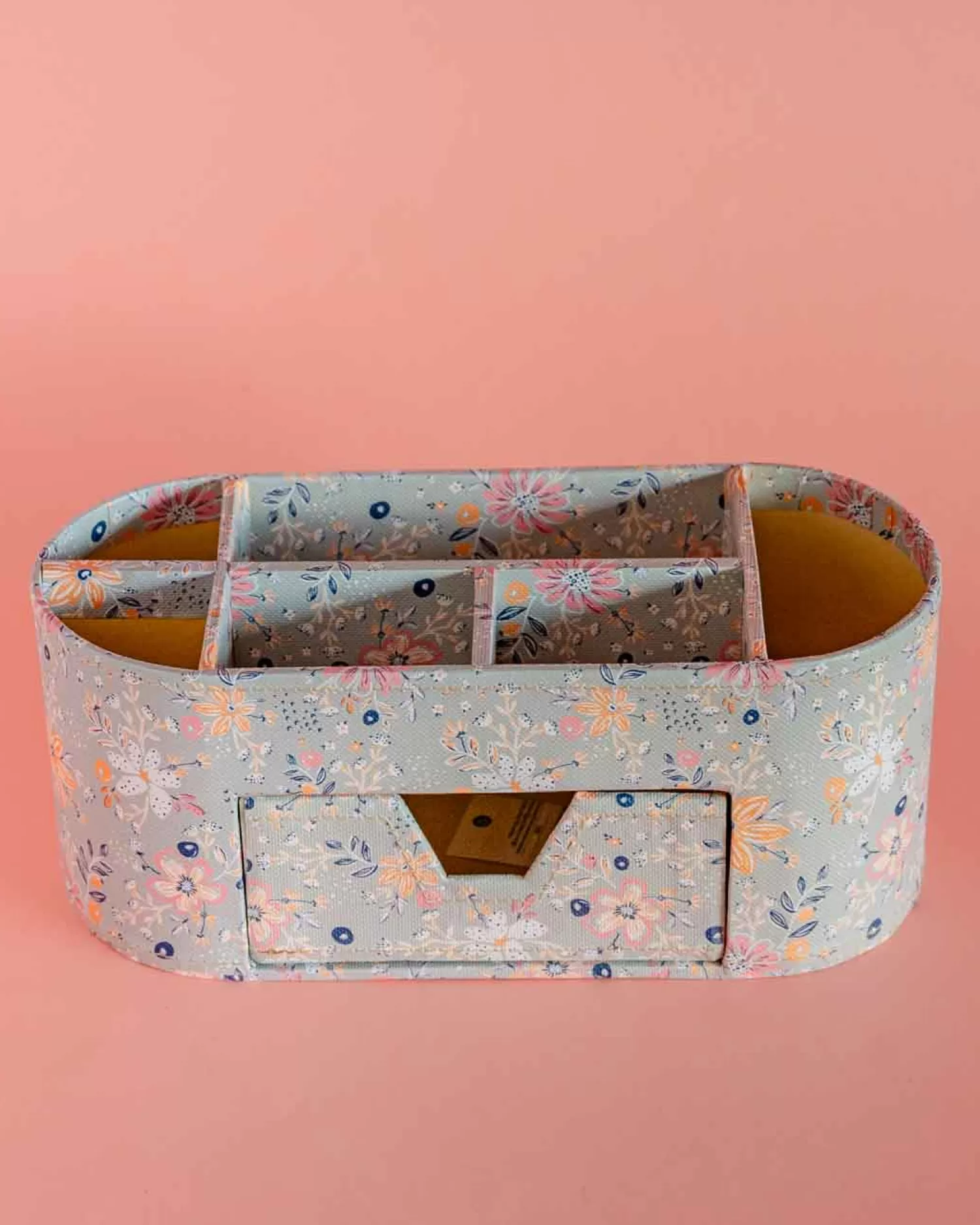 * Storage^Pearlised Paper Leather 7 In 1 Desk Organiser- Garden Fog