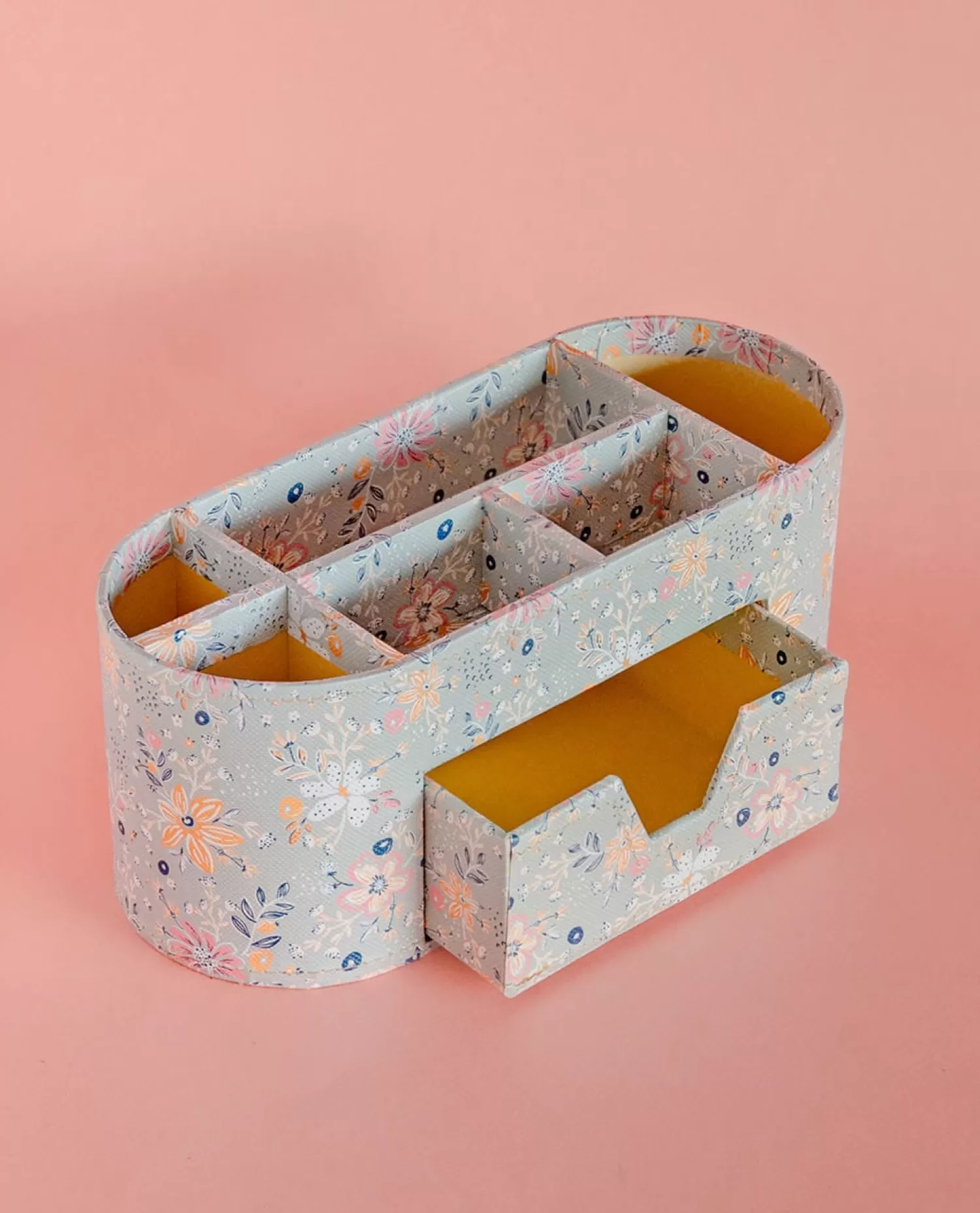 * Storage^Pearlised Paper Leather 7 In 1 Desk Organiser- Garden Fog