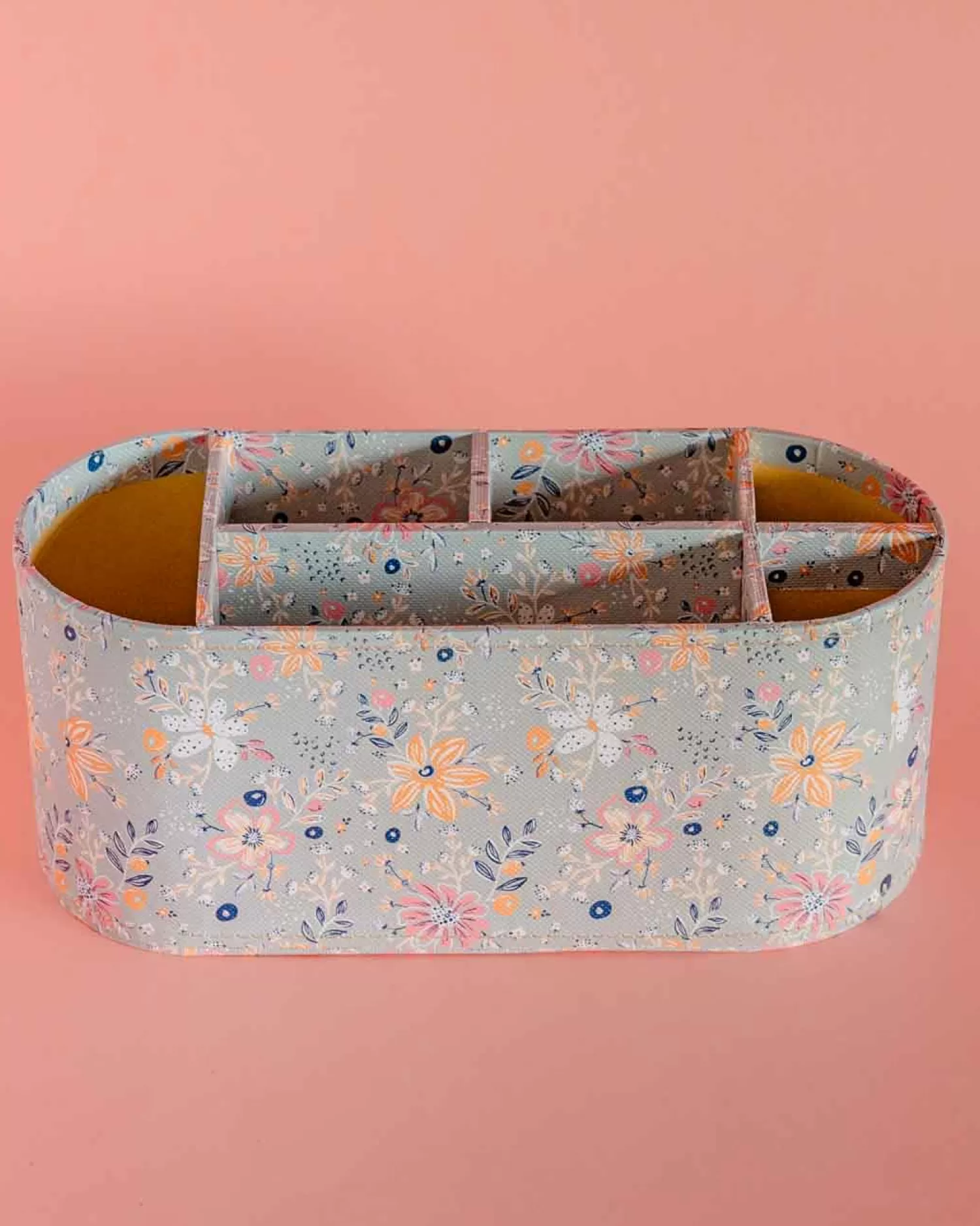 * Storage^Pearlised Paper Leather 7 In 1 Desk Organiser- Garden Fog