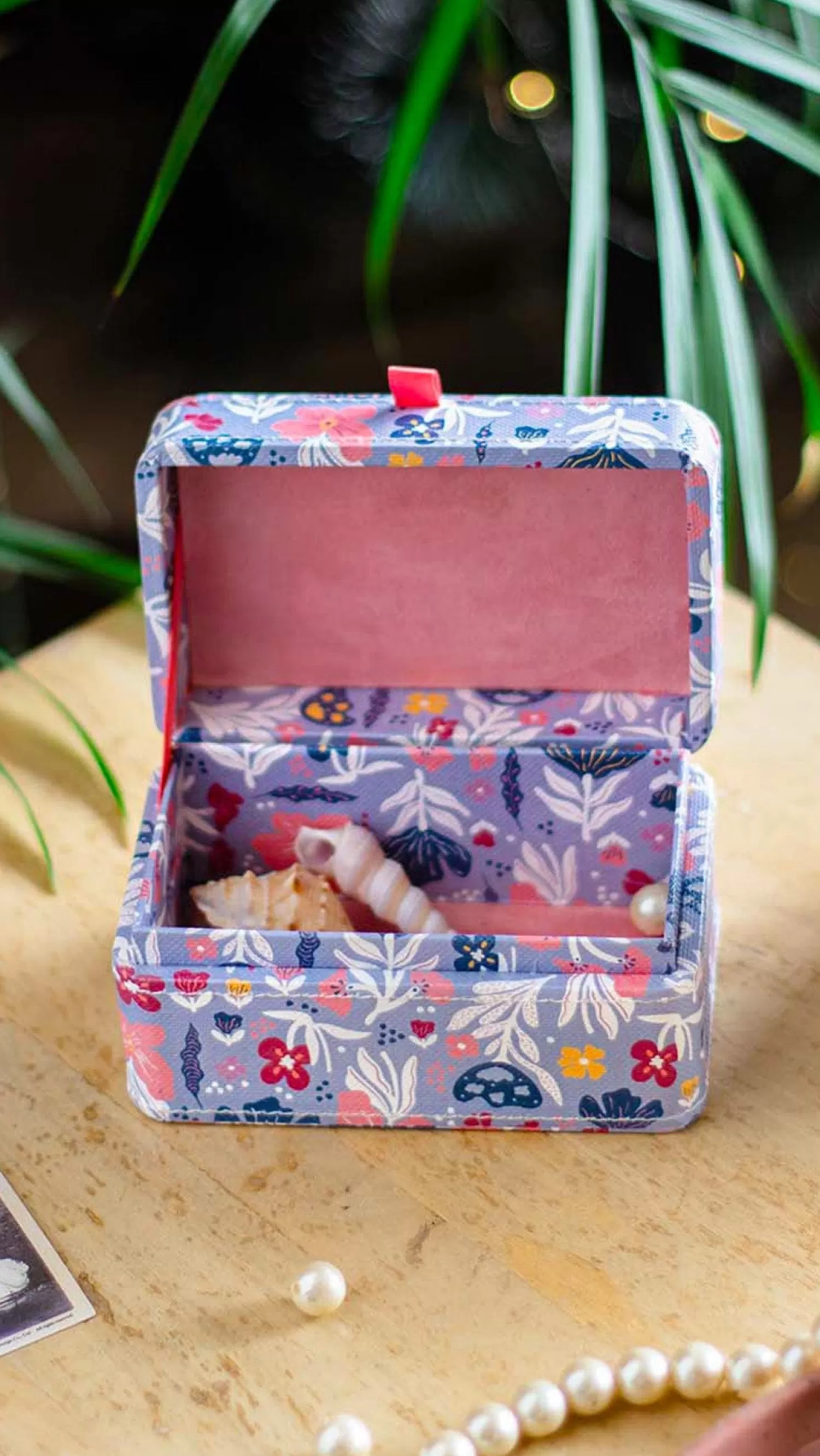 * Storage^Pearlised Paper Leather Mini Memento Box- Blue Meadow