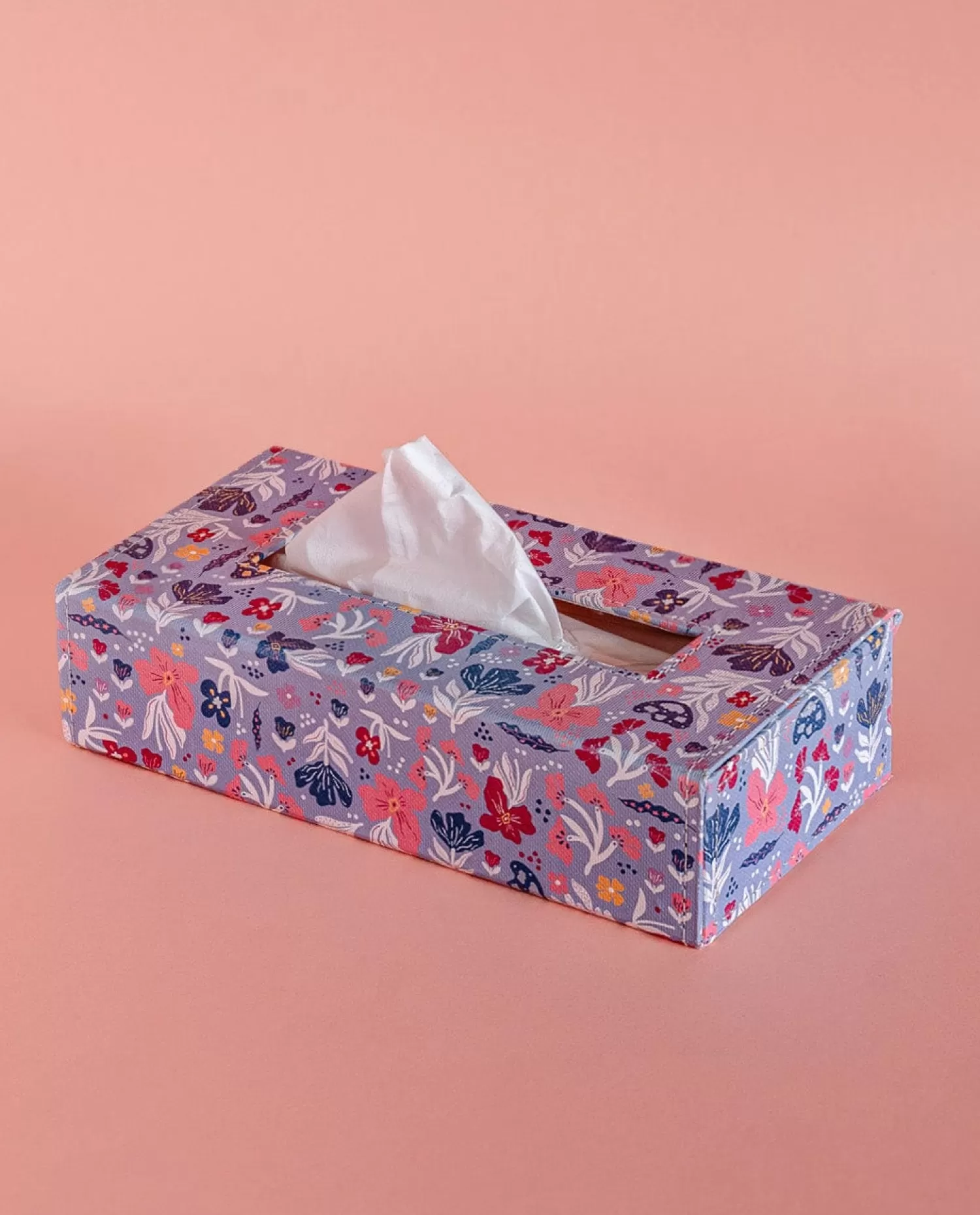 * Storage^Pearlised Paper Leather Tissue Box- Blue Meadow