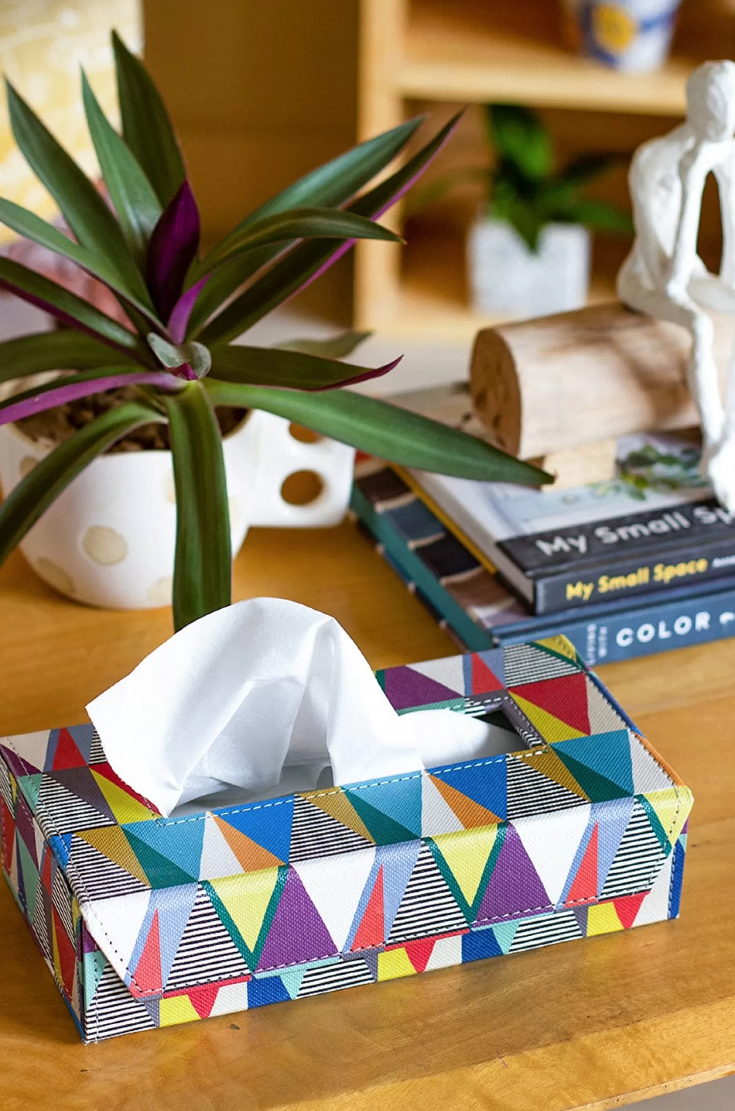 EcoLeather Table Linen & Accessories^Pearlised Paper Leather Tissue Box- Kaleidoscope