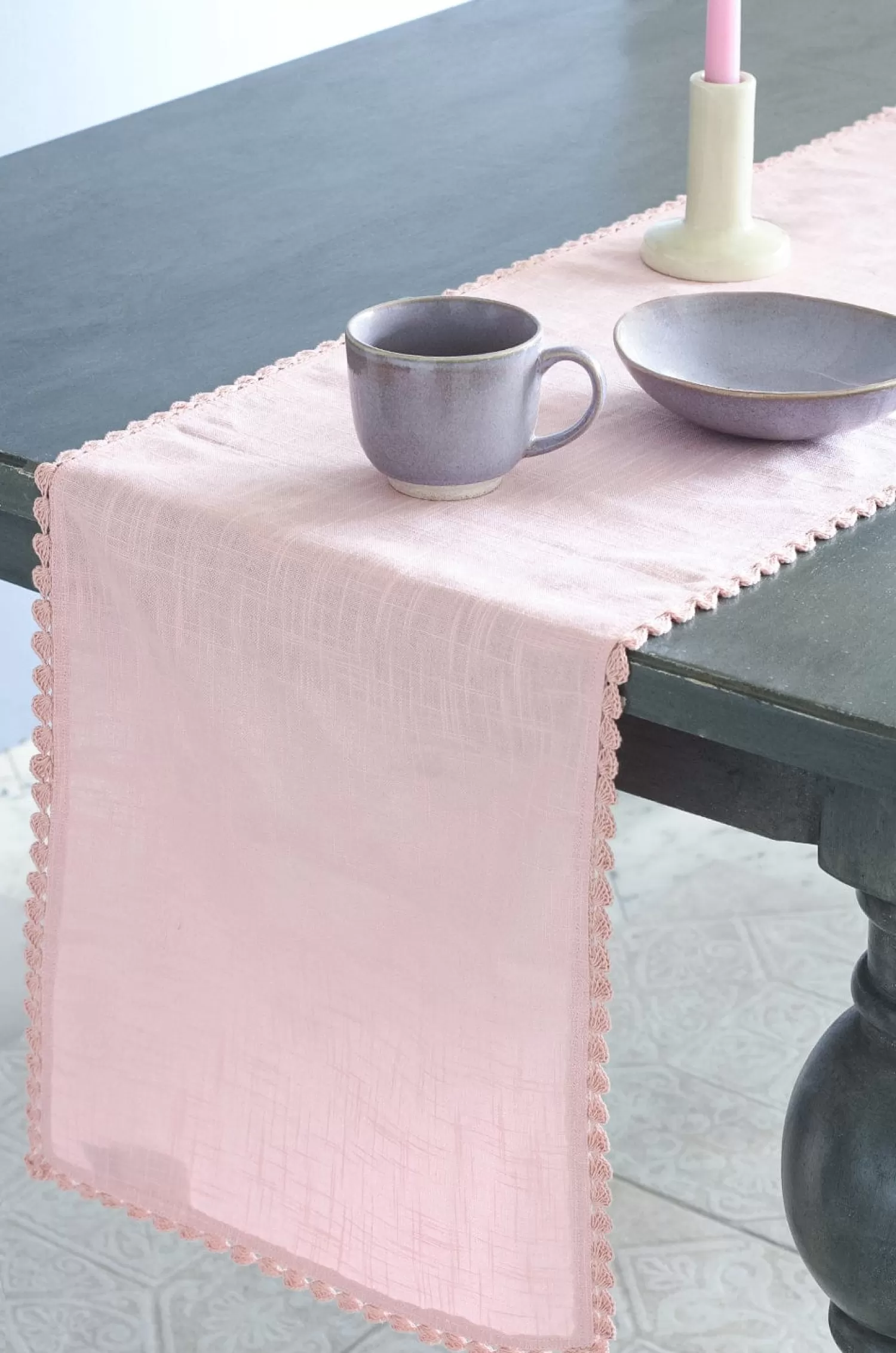 RKPH Table Linen & Accessories^Petal Blush Hand Crochet Table Runner