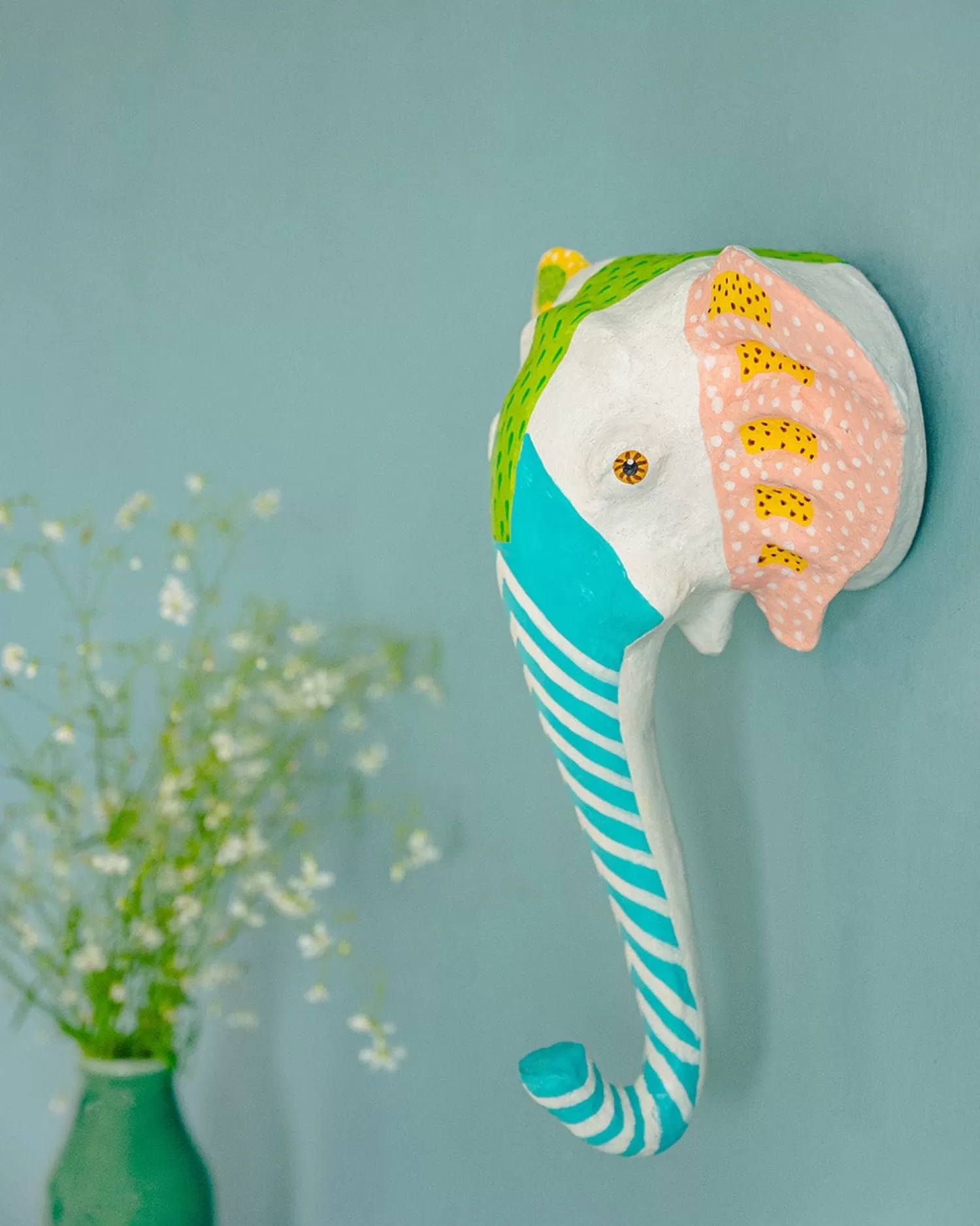 * Desk Accessories & Little Treats^Psychedelic Ellie Handpainted Paper Mache Wall Decor Head