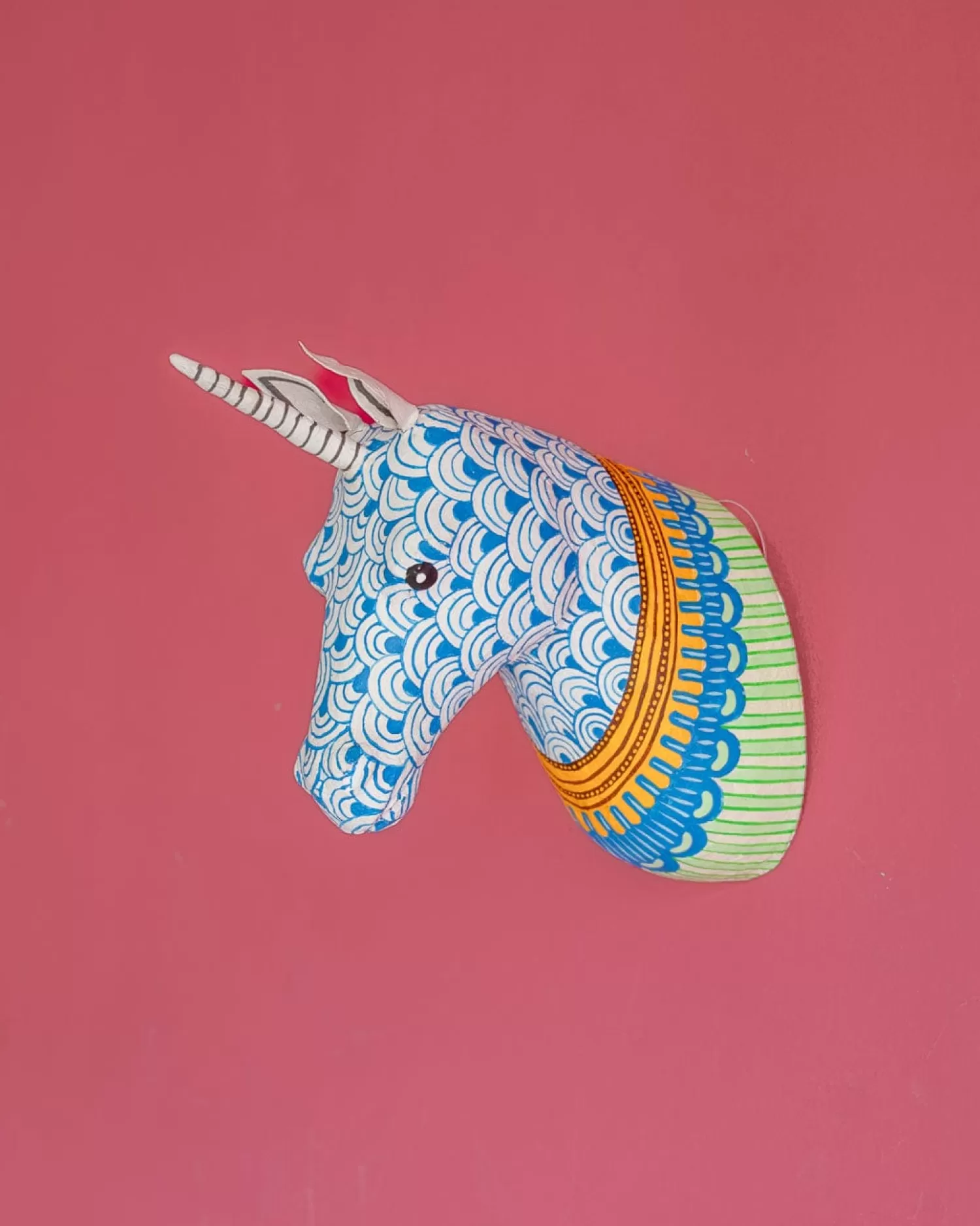 * Decorative Accents^Psychedelic Unicorn Handpainted Paper Mache Wall Decor Head