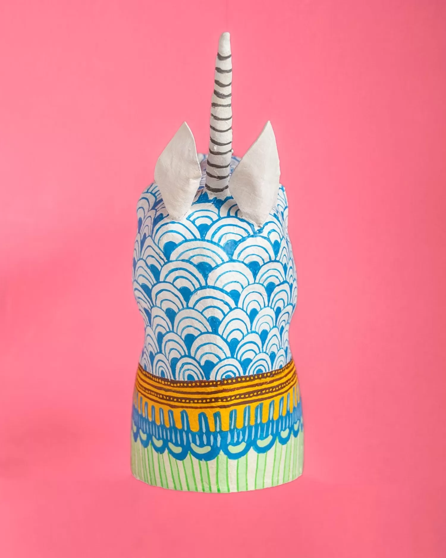 * Decorative Accents^Psychedelic Unicorn Handpainted Paper Mache Wall Decor Head