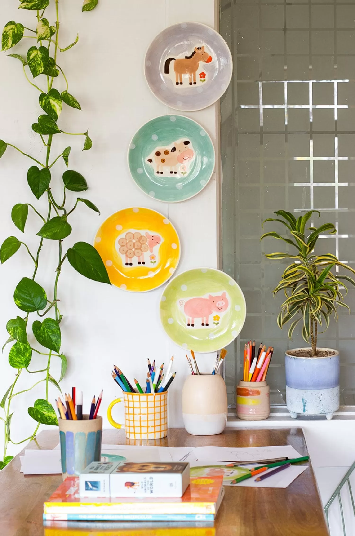 Indra Ceramics Wall Decor^Quirky Farm Handpainted Wall Plate