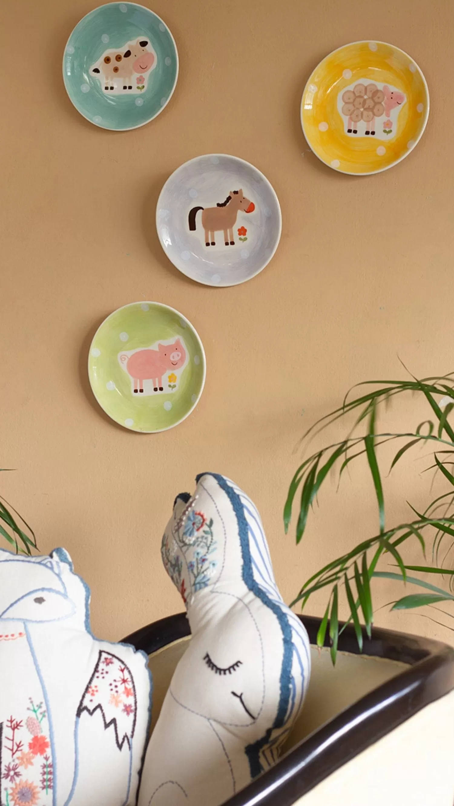 Indra Ceramics Kids^Quirky Farm Handpainted Wall Plate