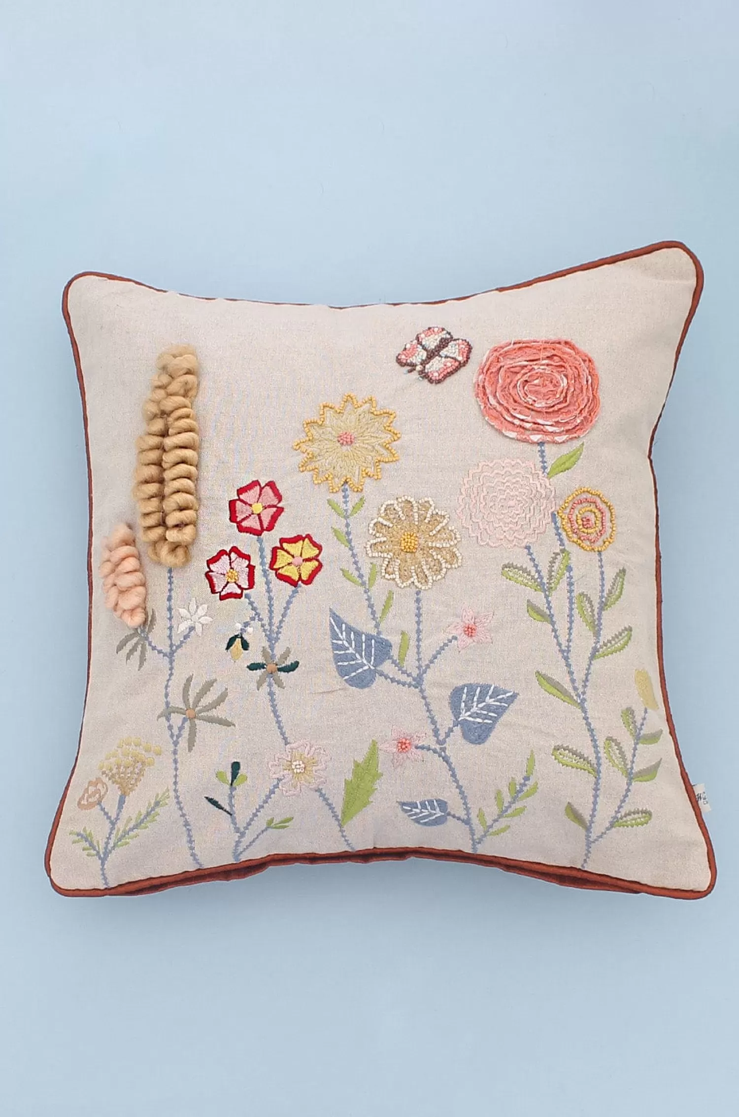 Vivsun Cushion Covers^Ranunculus Embroidered Cushion Cover