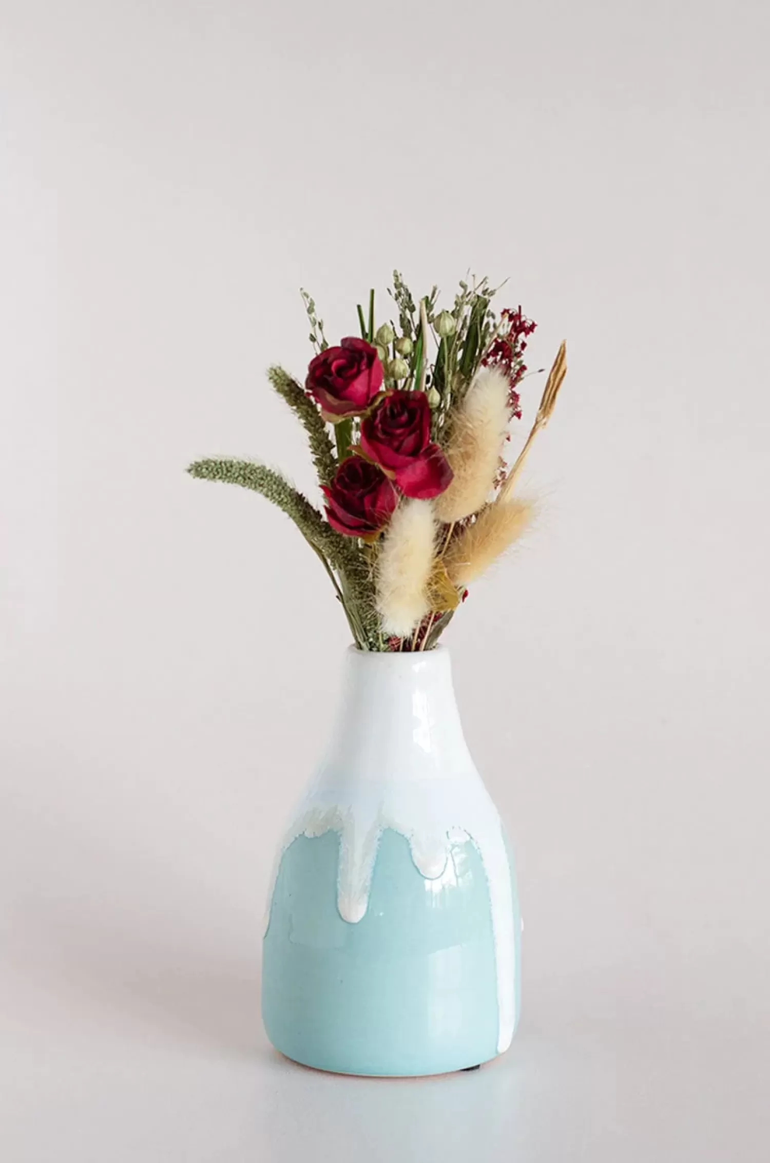 * Dried Flowers^Rose Emerald Bouquet With Vase