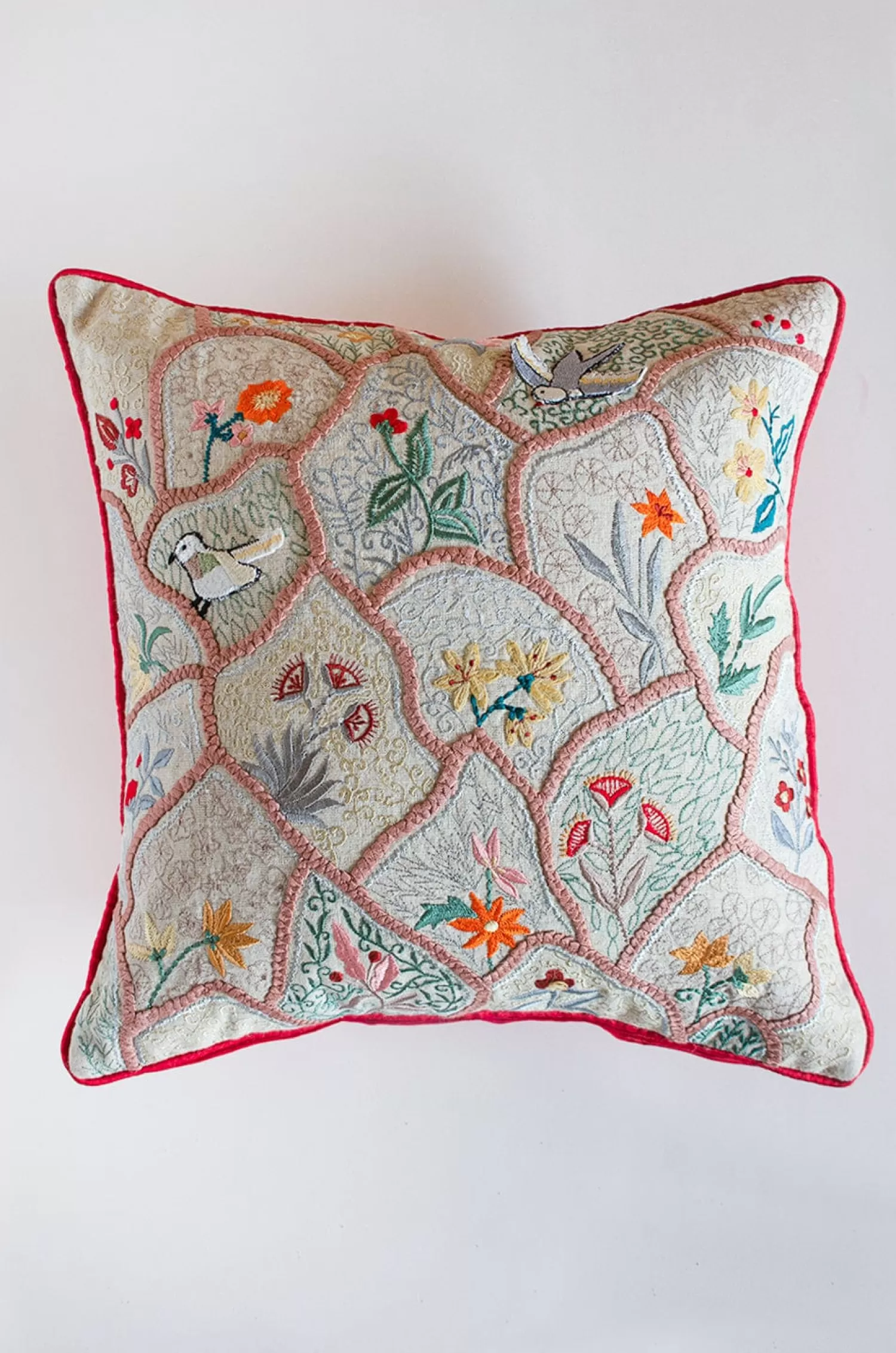 Vivsun Cushion Covers^Roses Are Red Embroidered Cushion Cover