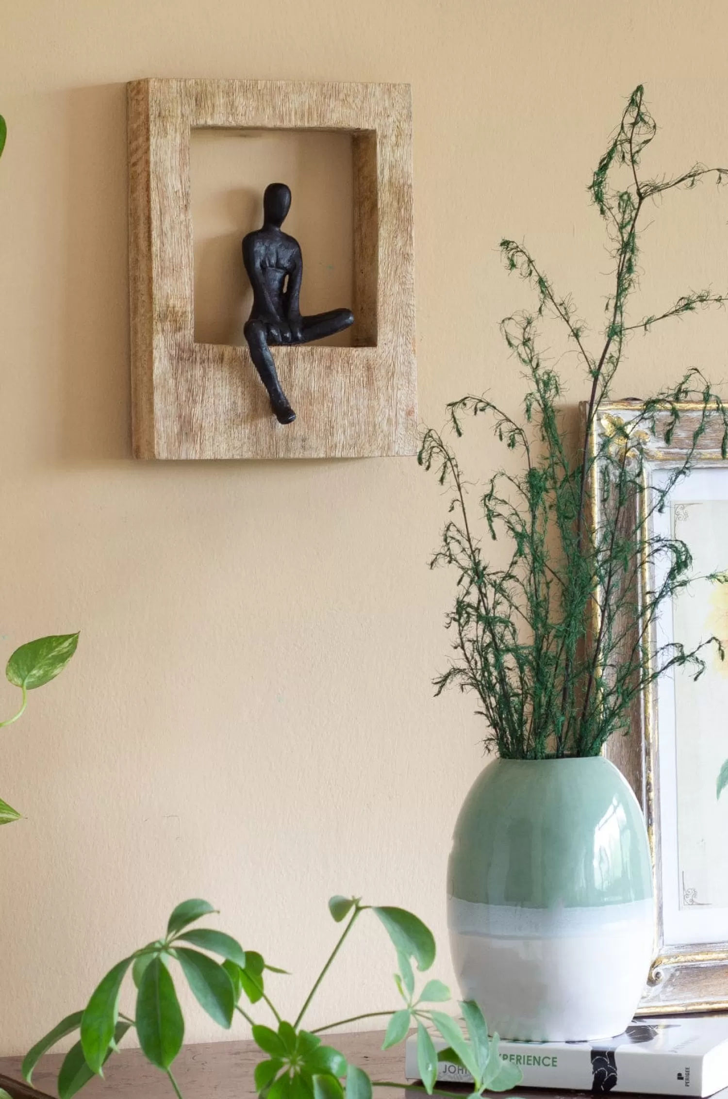 Forms Decorative Accents^Sitting Man Wood & Metal Wall Decor Frame