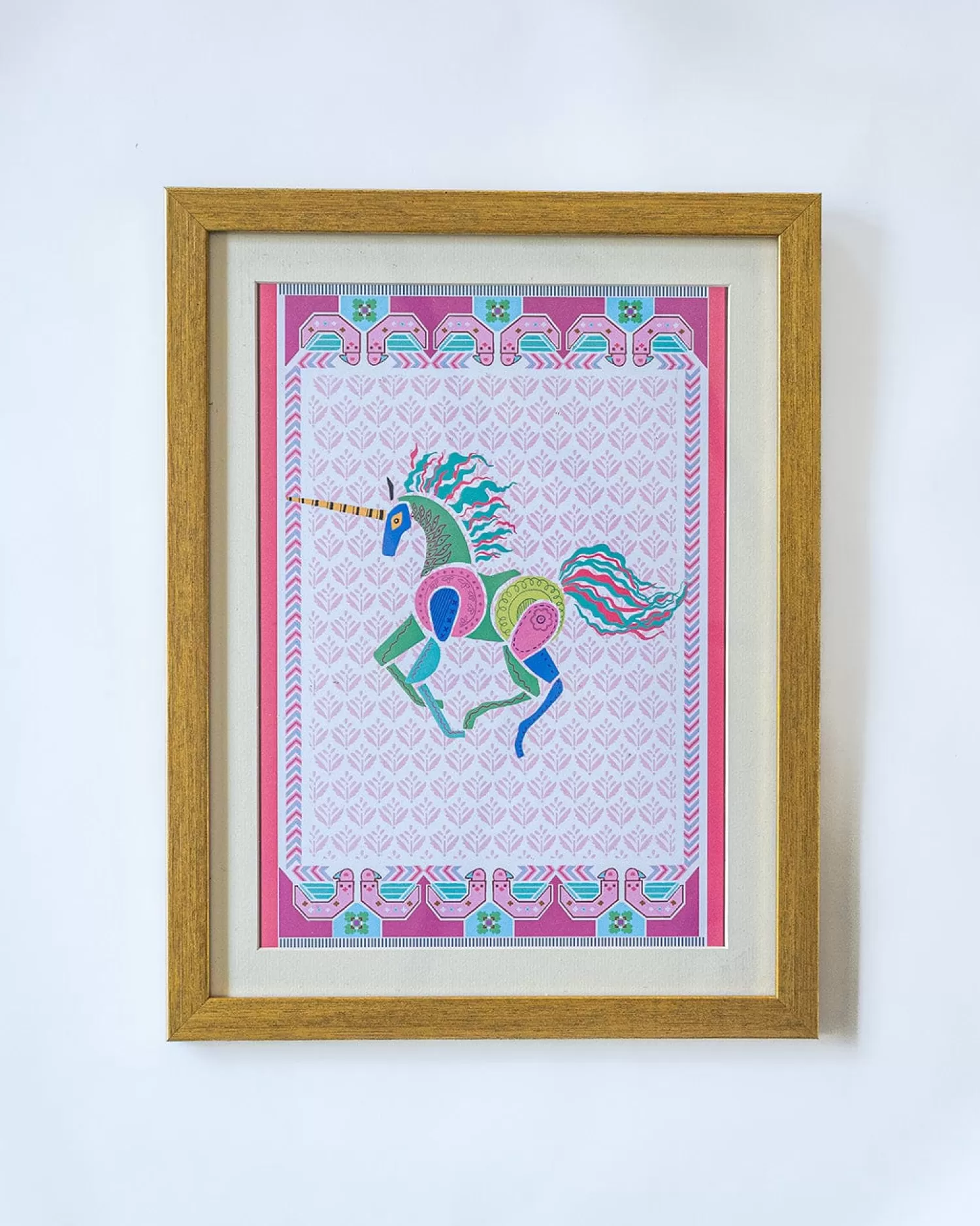 * Wall Decor^Unicorn With Wooden Framing