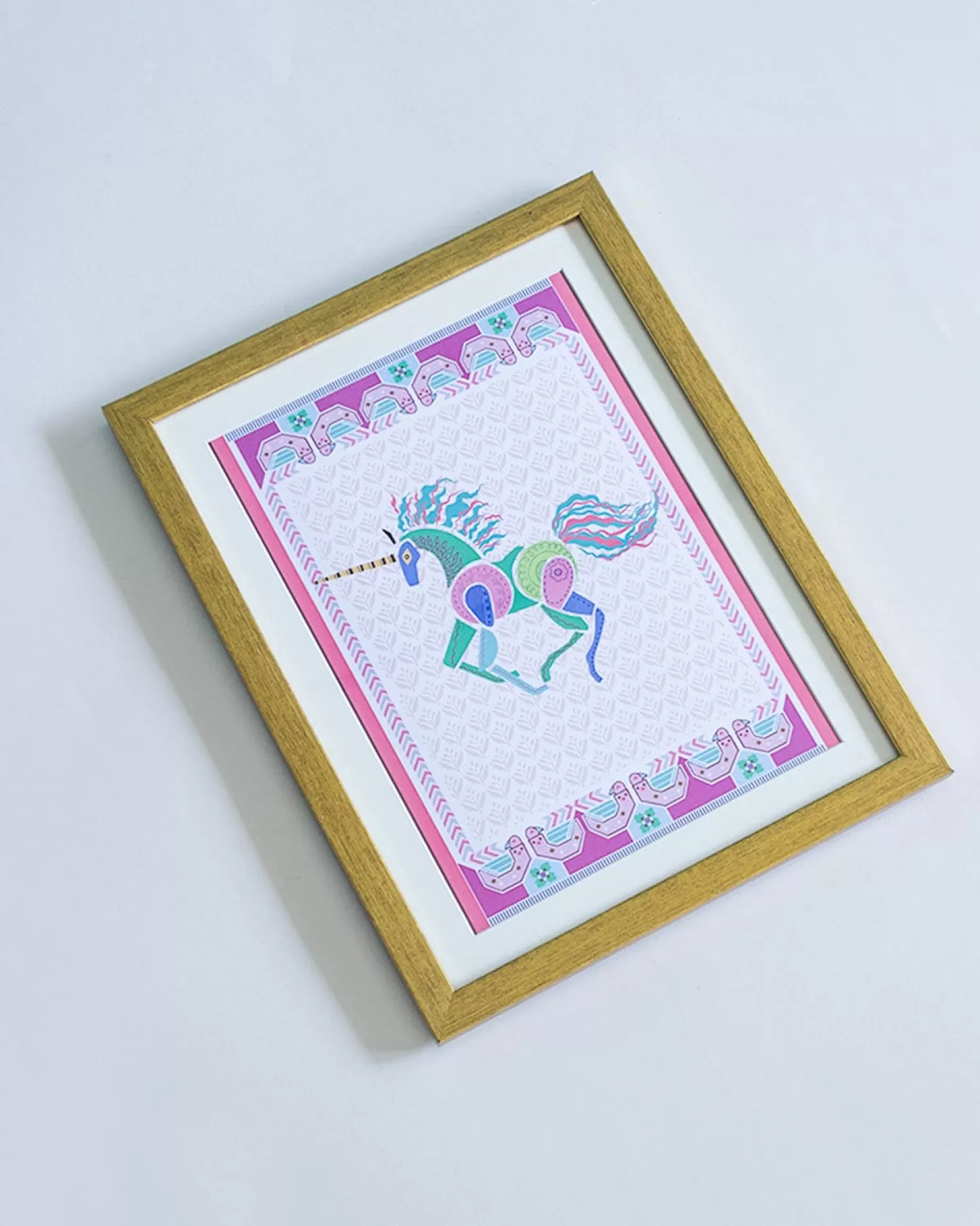 * Wall Decor^Unicorn With Wooden Framing