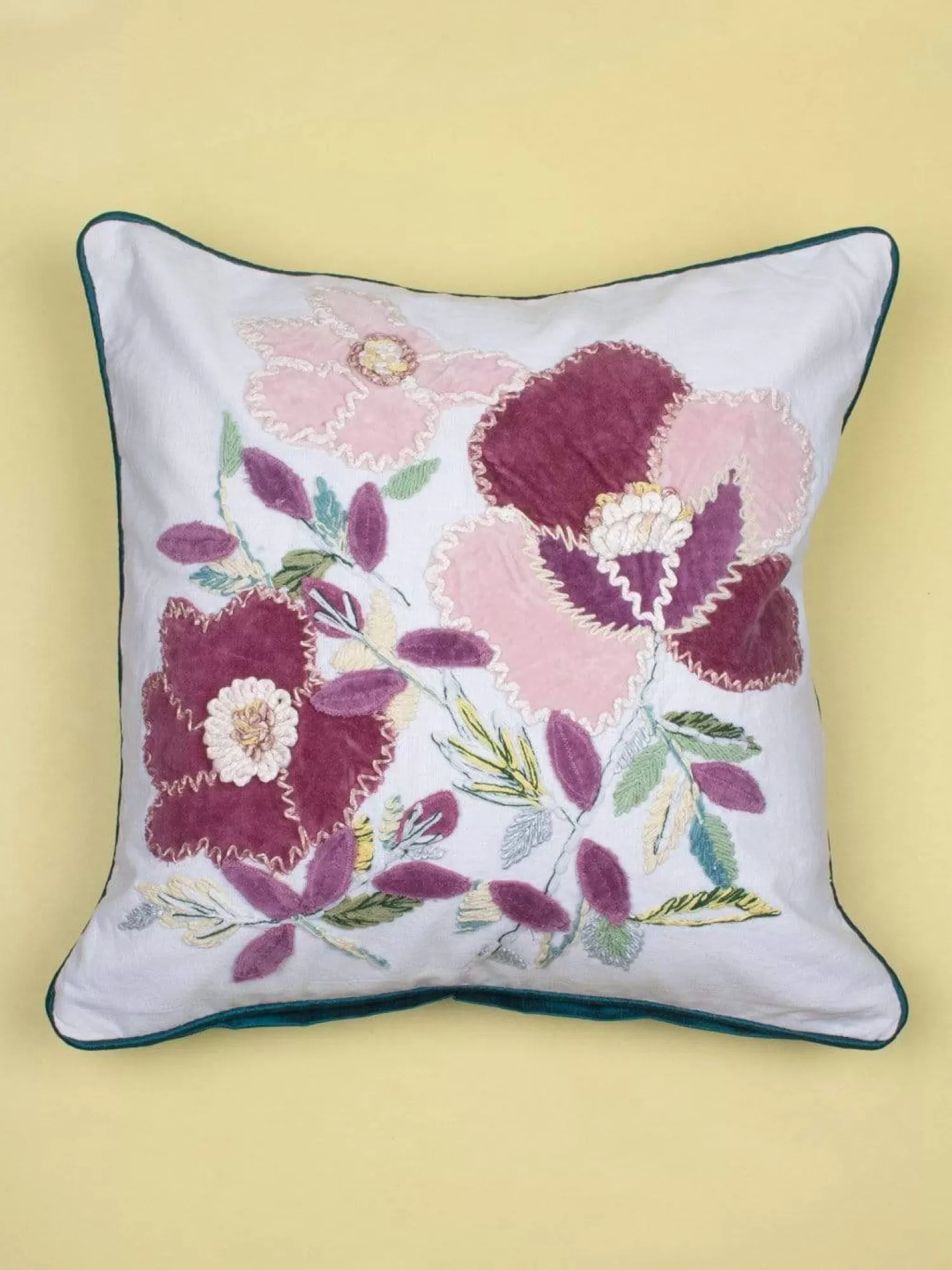 Vivsun Cushion Covers^Winter Rose Embroidered Cushion Cover